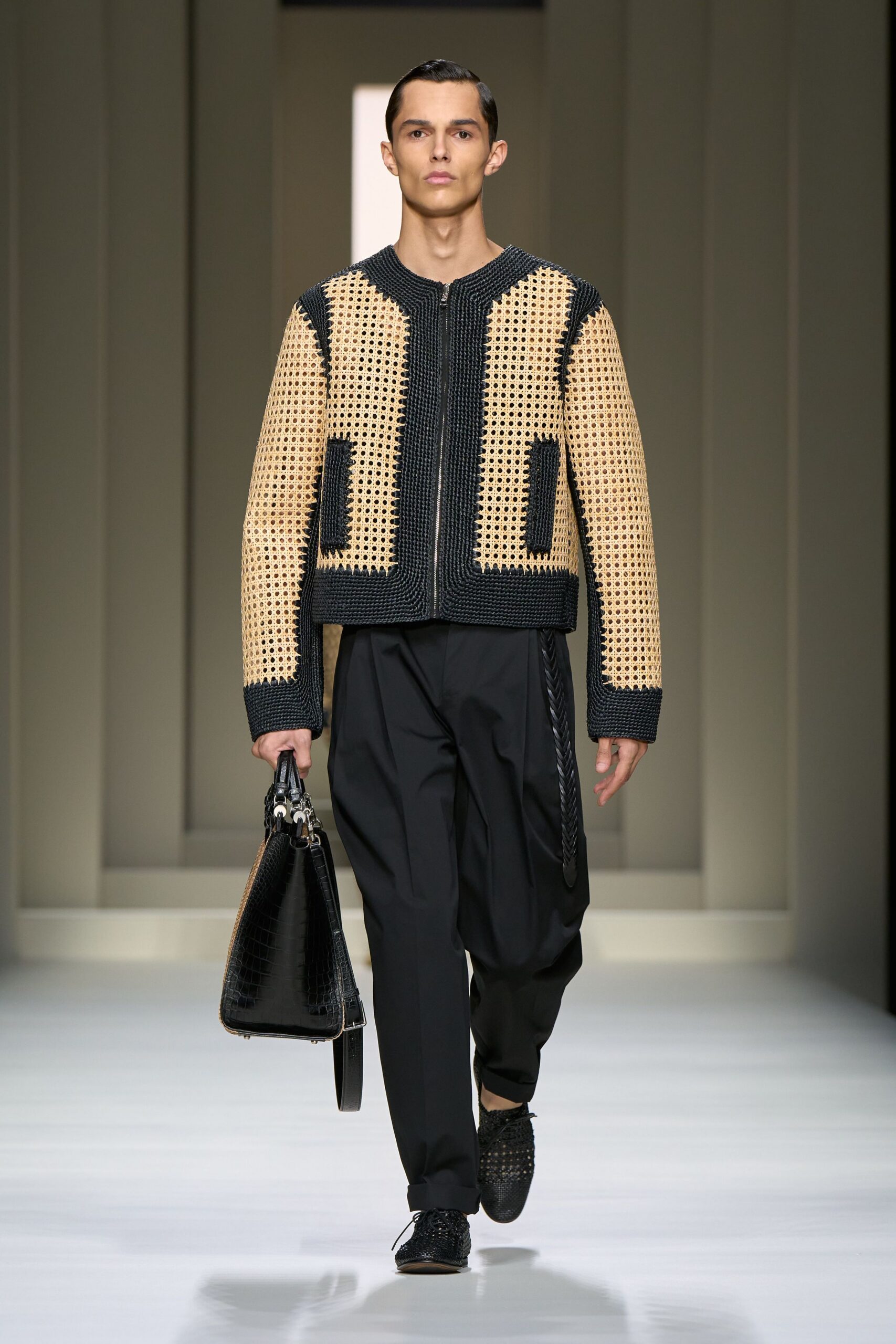 black and beige relaxed jacket