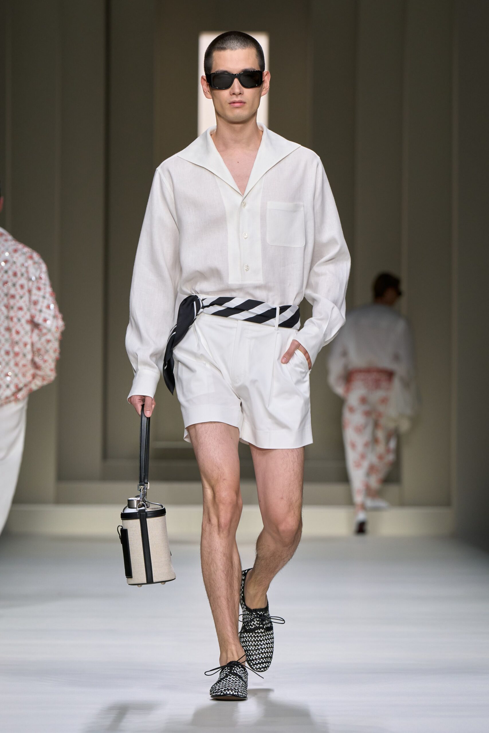 white relaxed shirt with shorts