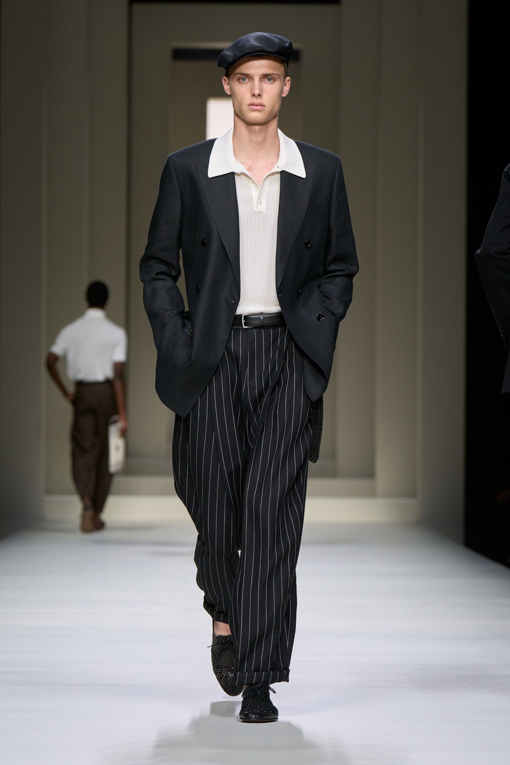 black tailored blazer with white shirt