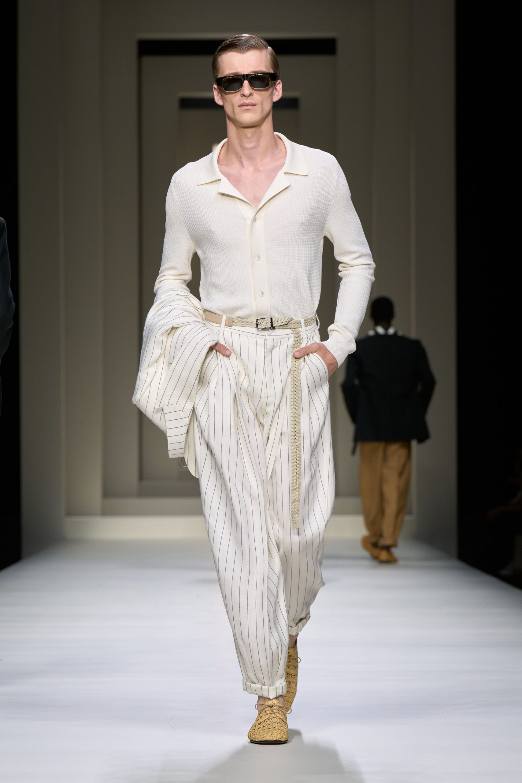 white striped shirt and pants