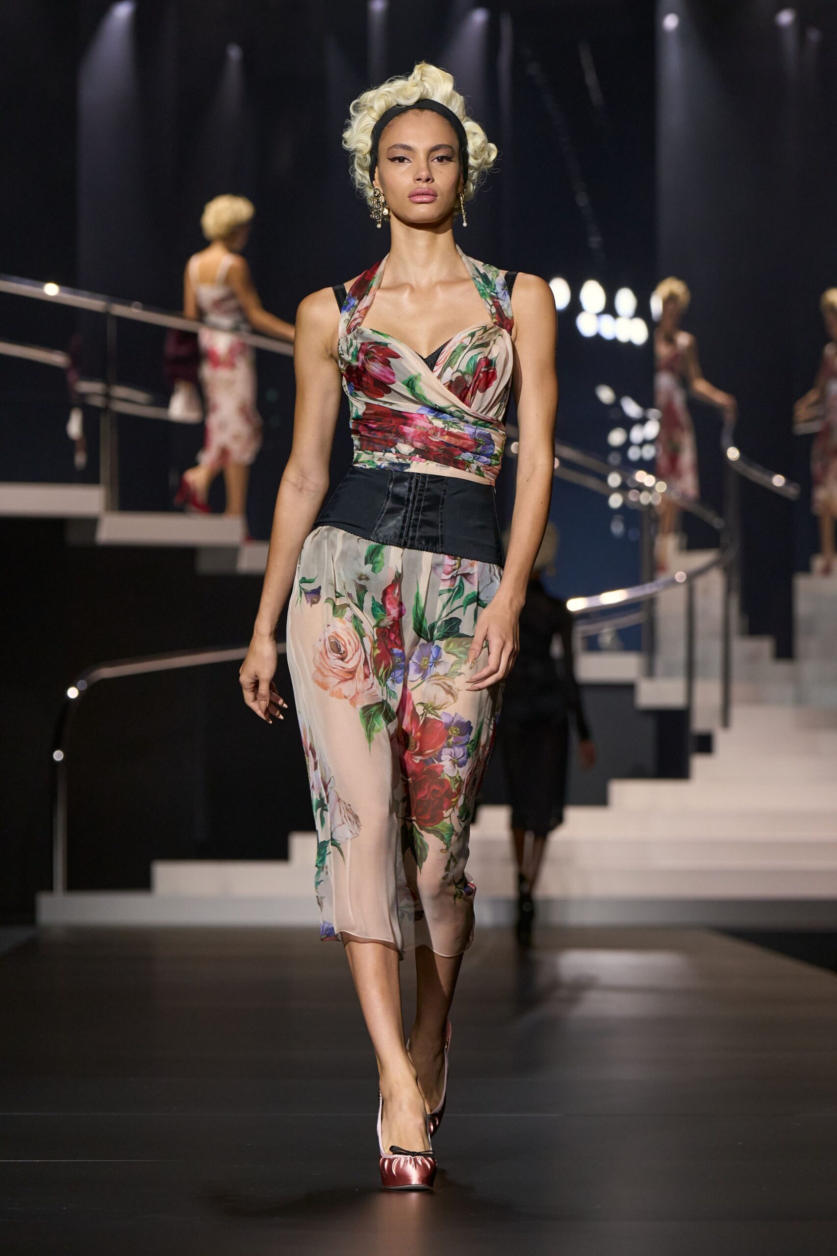 floral midi dress with belt