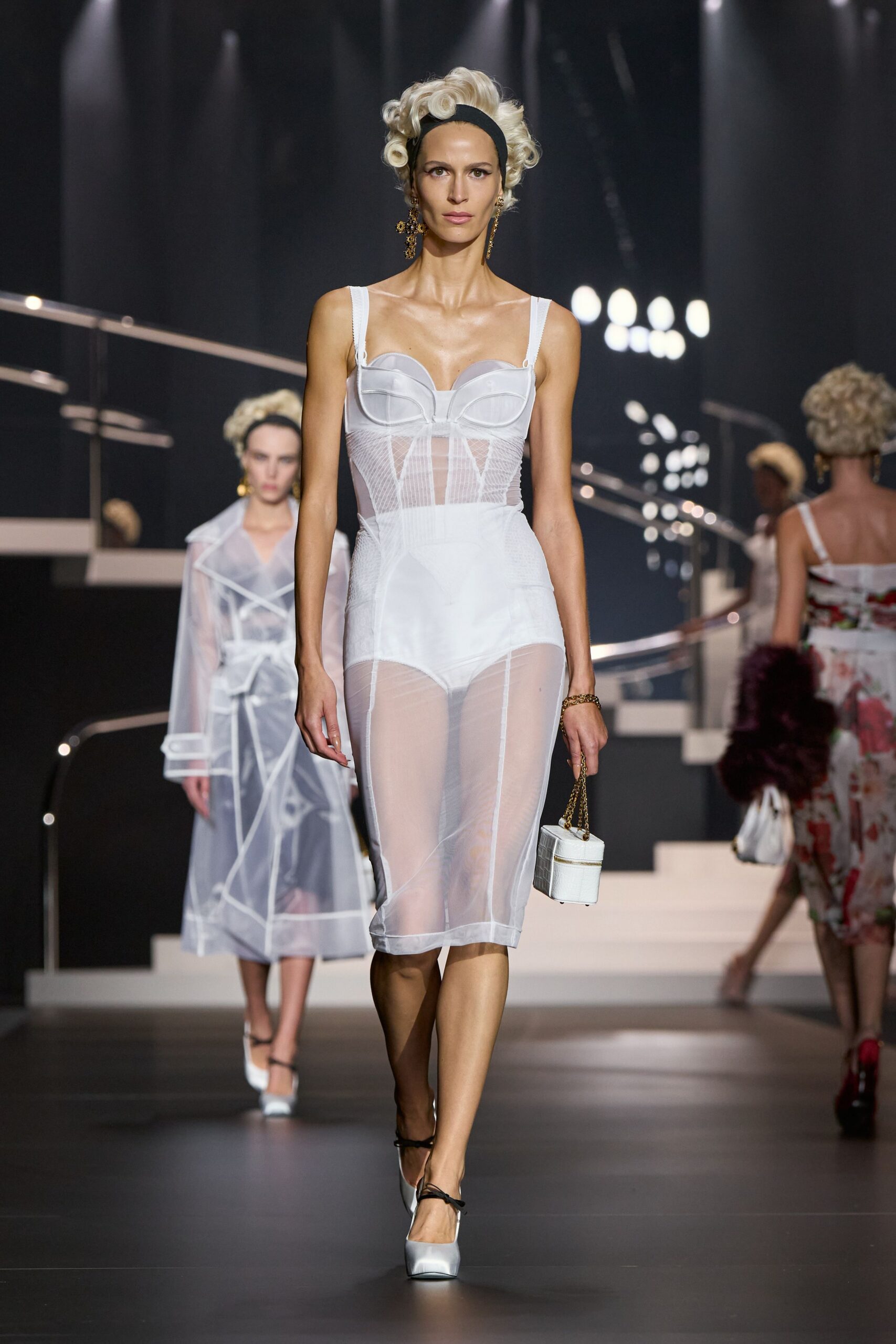 white mesh fitted dress