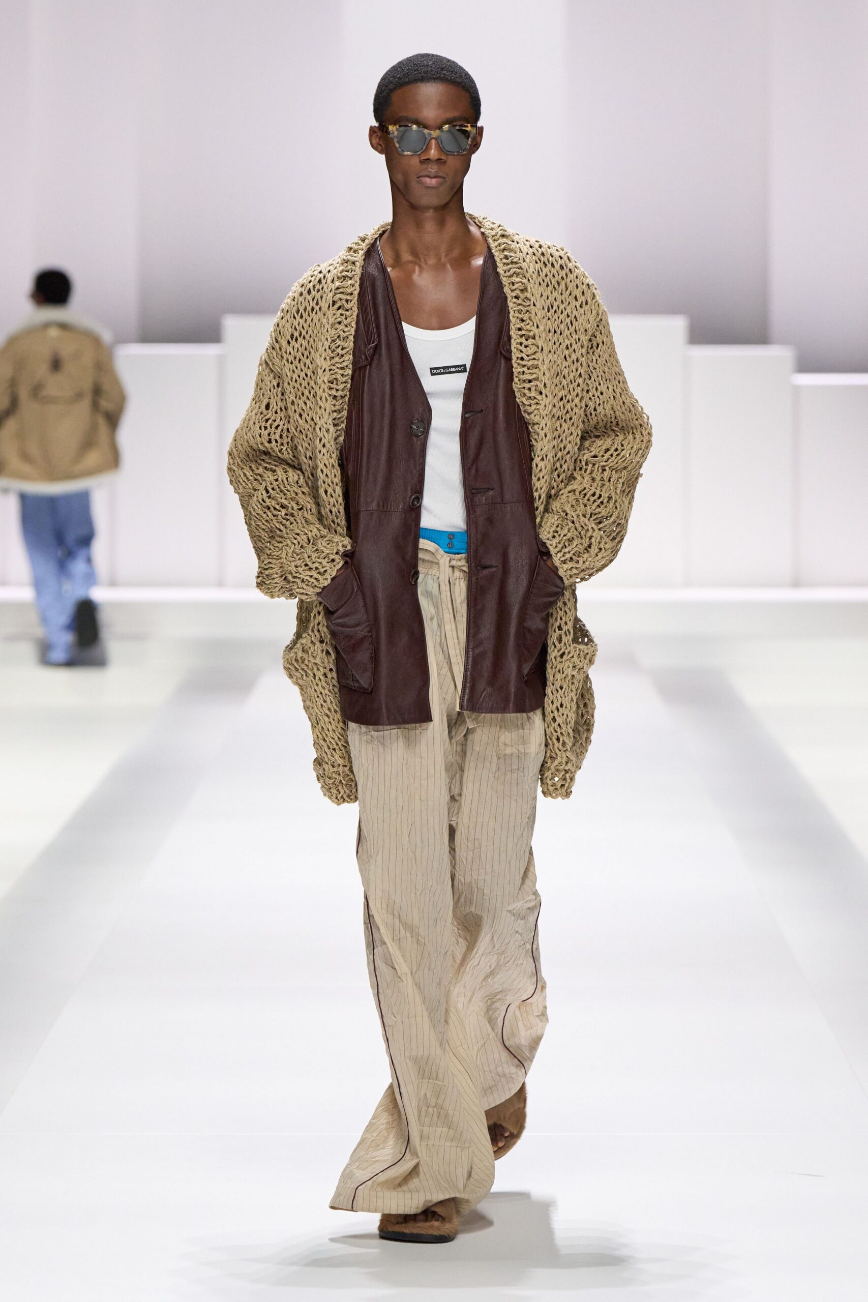 beige knit relaxed layered cardigan