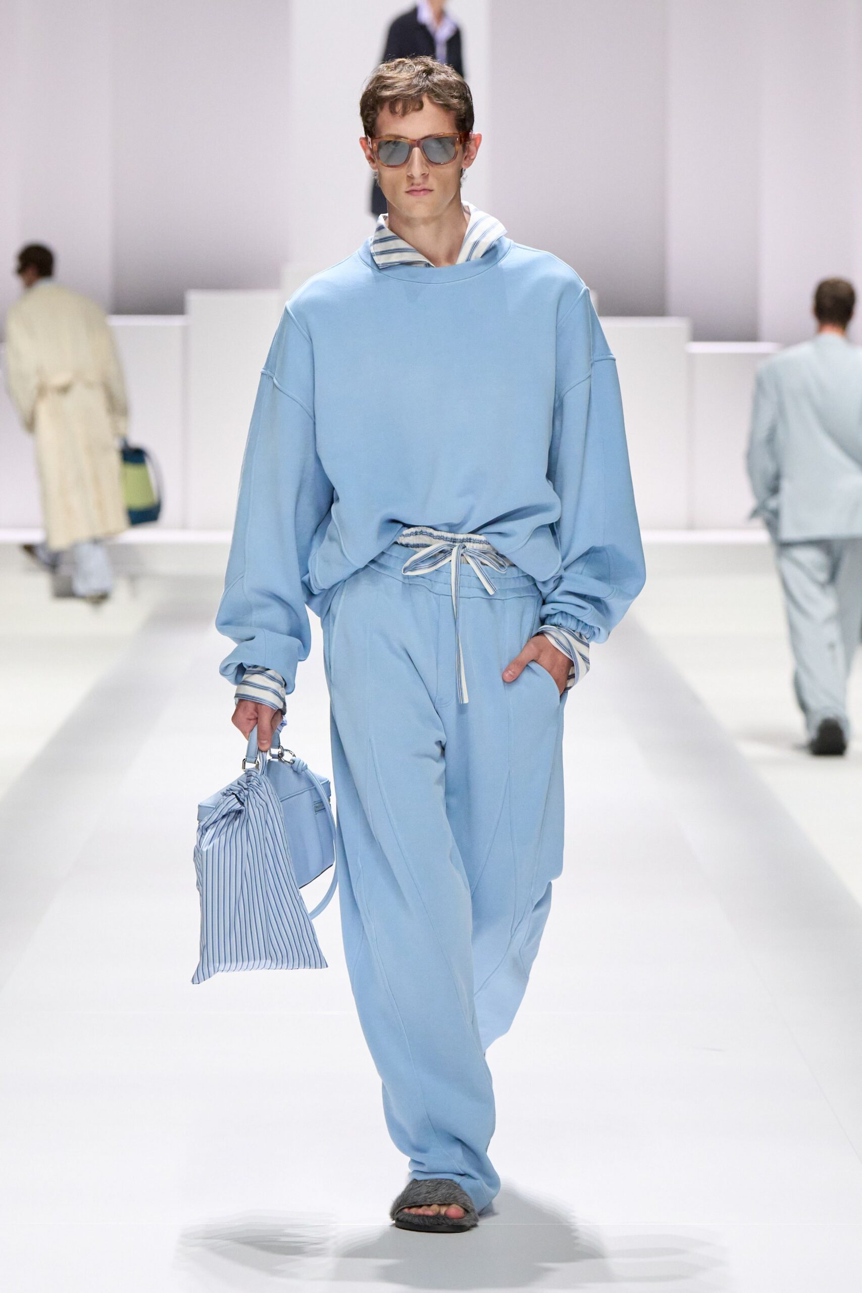 blue cotton long-sleeve hooded oversized hoodie
