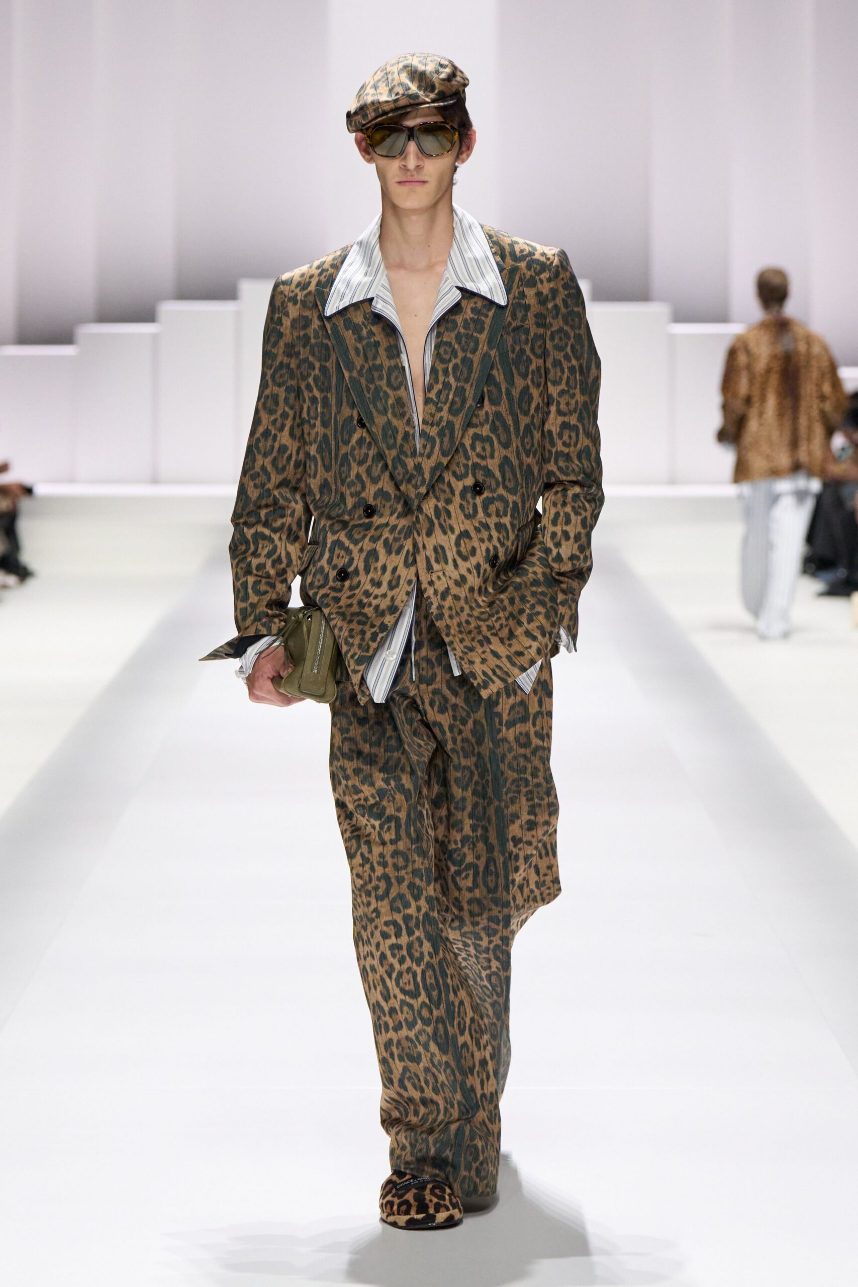 brown animal-print suit with shirt
