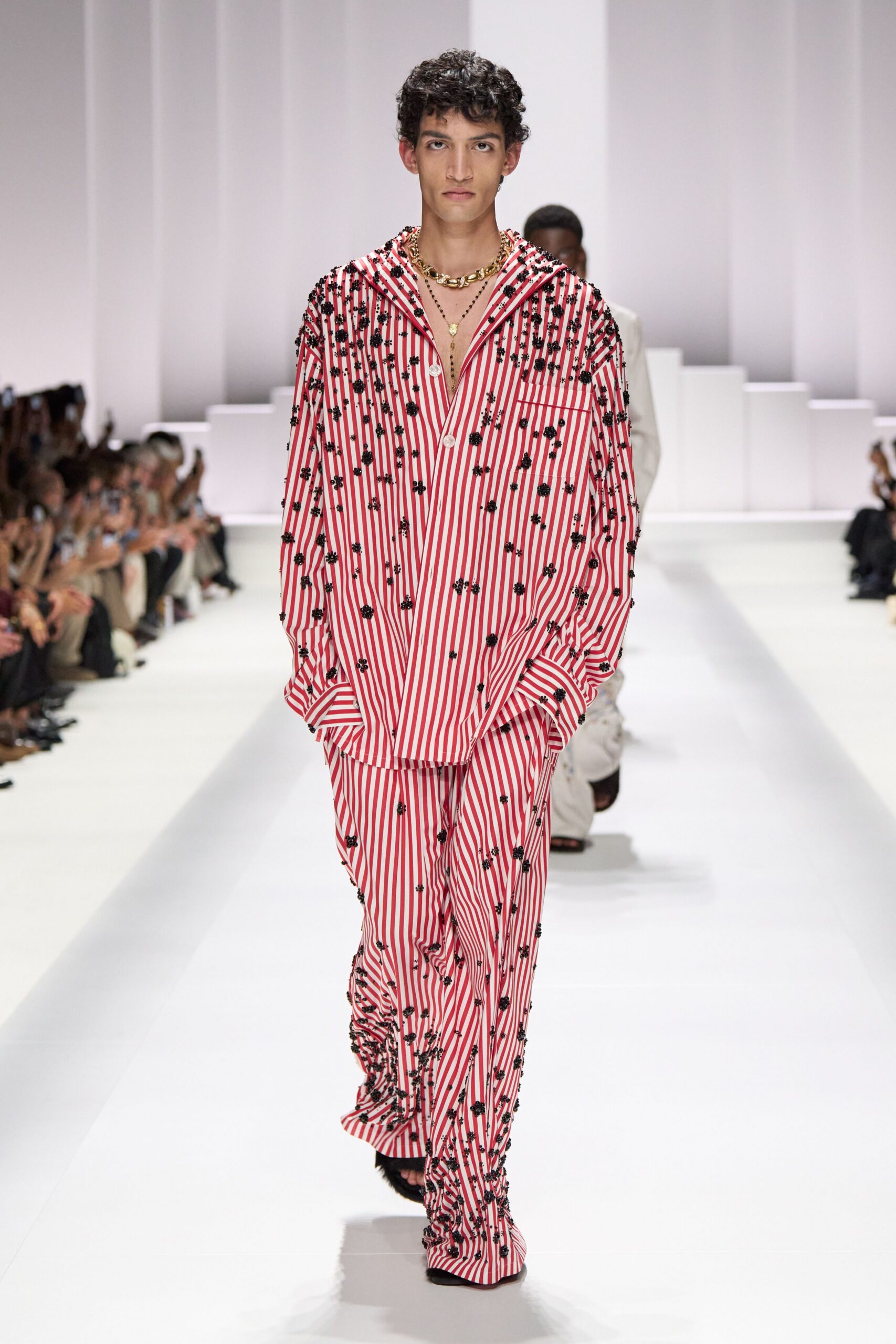 red and white striped shirt and pants