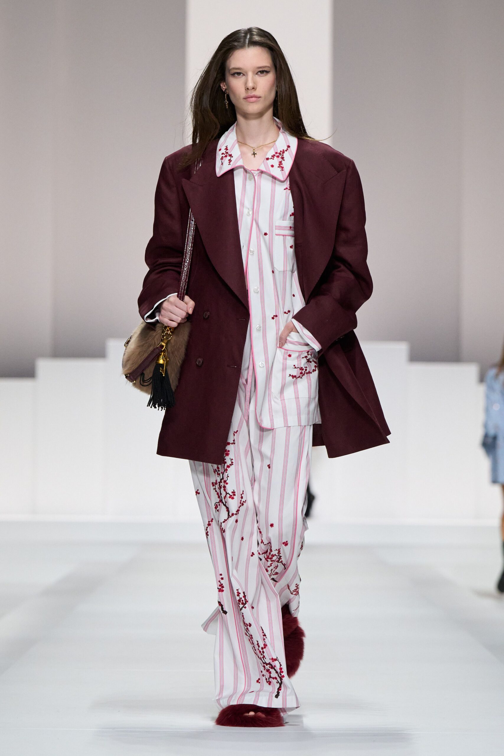 maroon long-sleeve collared structured buttoned blazer