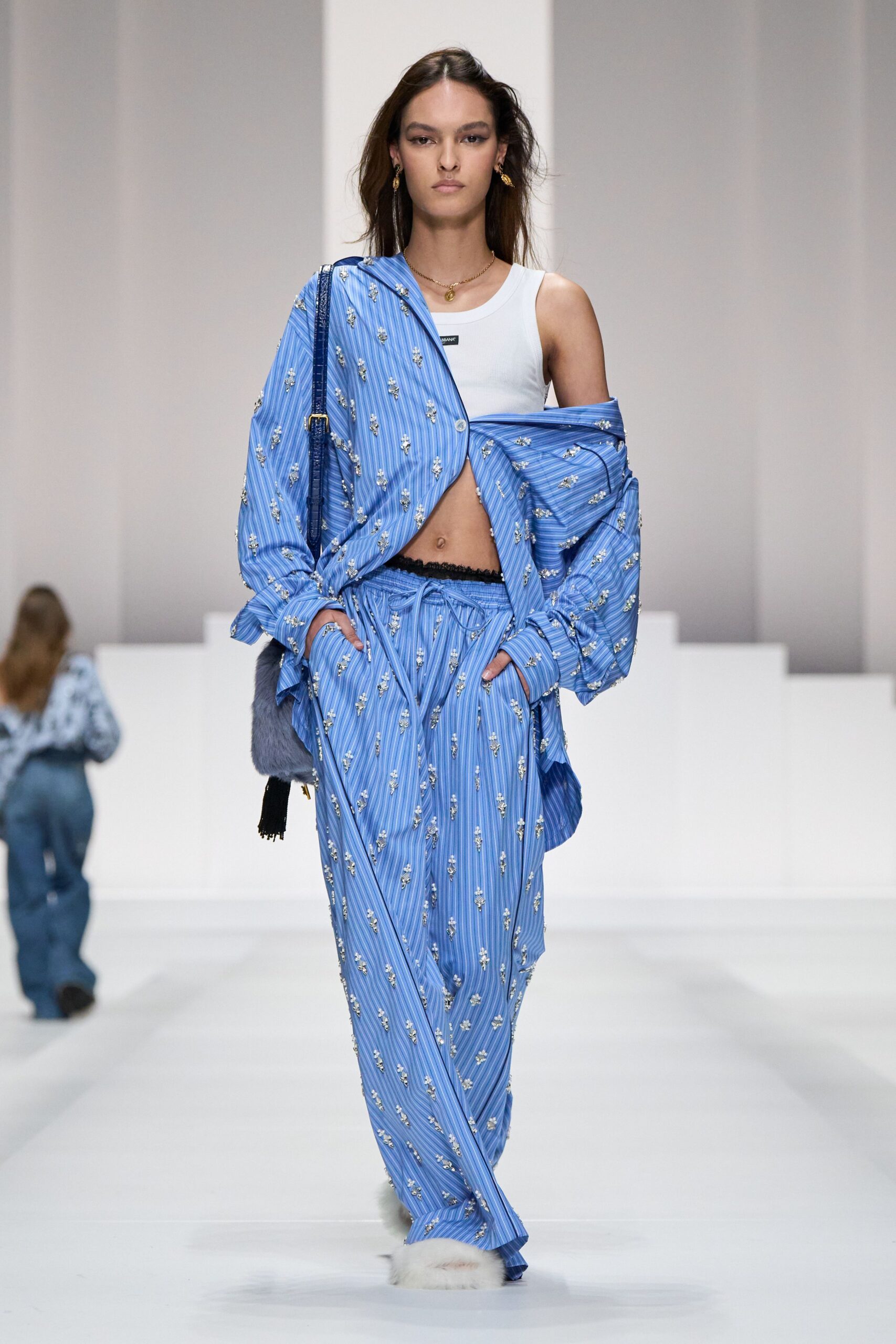 blue relaxed shirt and pants