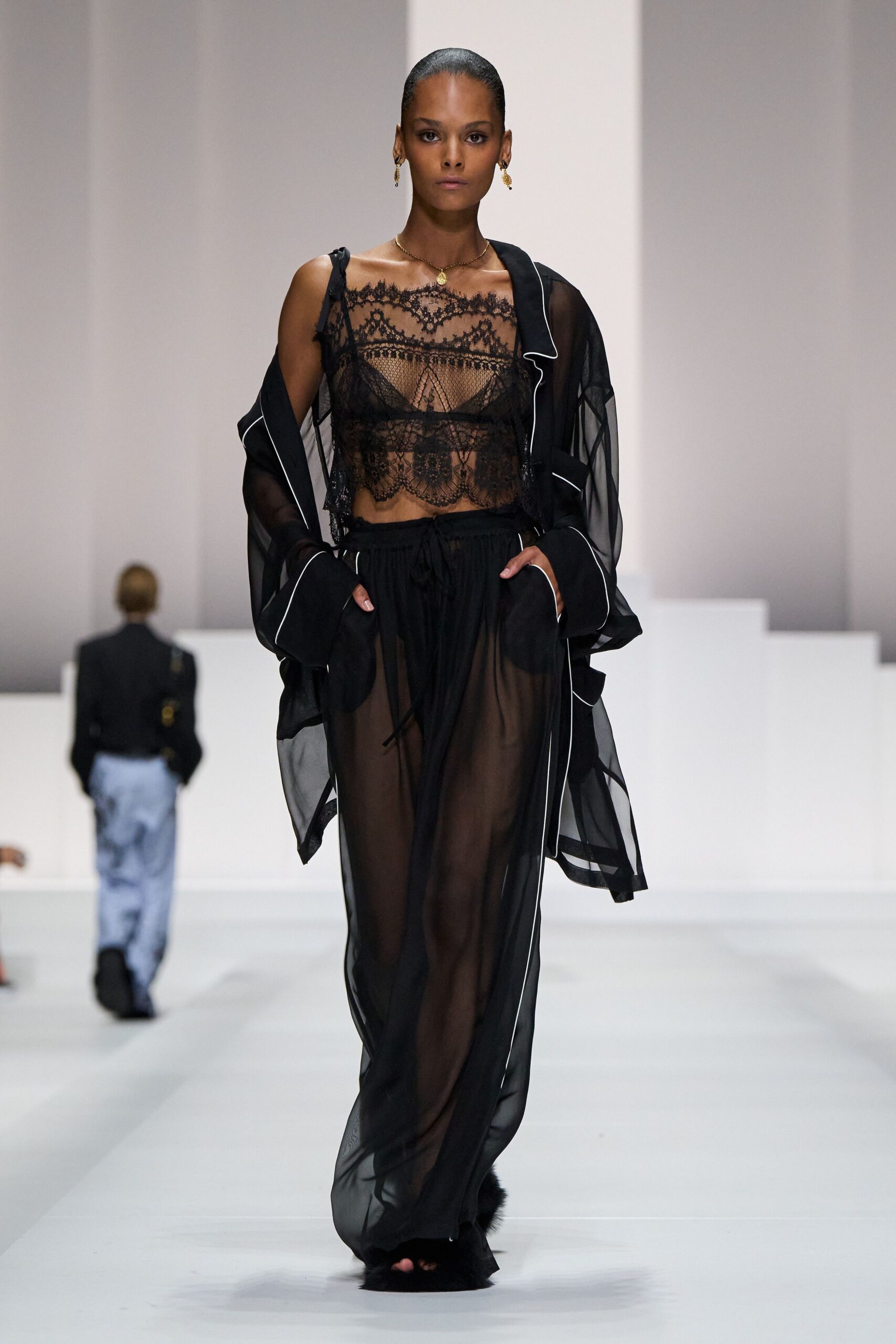 black lace sleeveless v-neck fitted embroidered sheer top