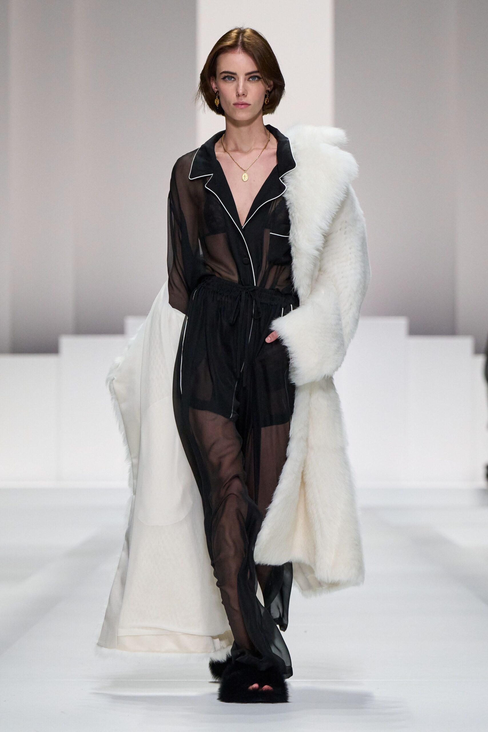 black fur shoes