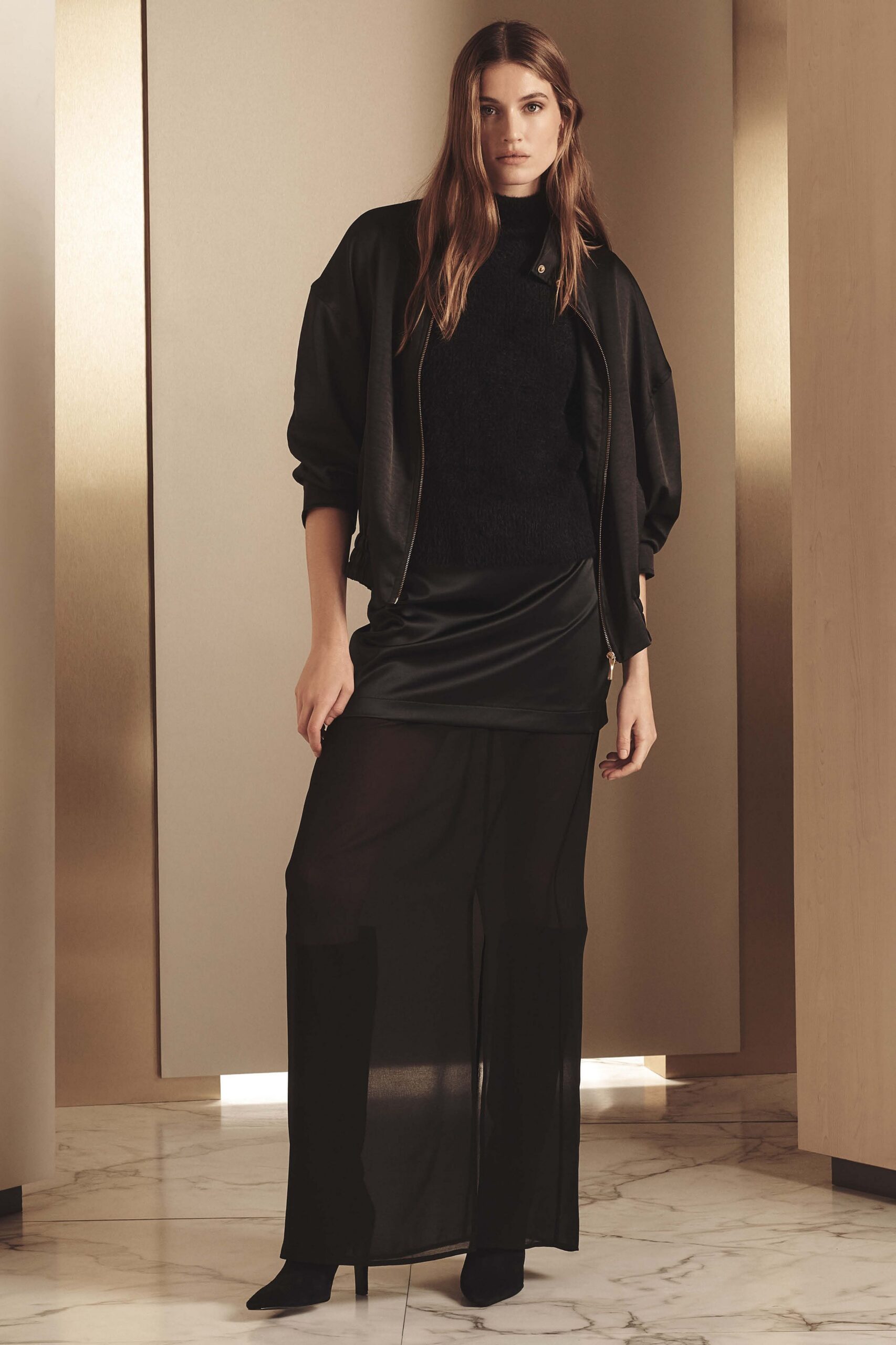 black relaxed jacket with fitted top