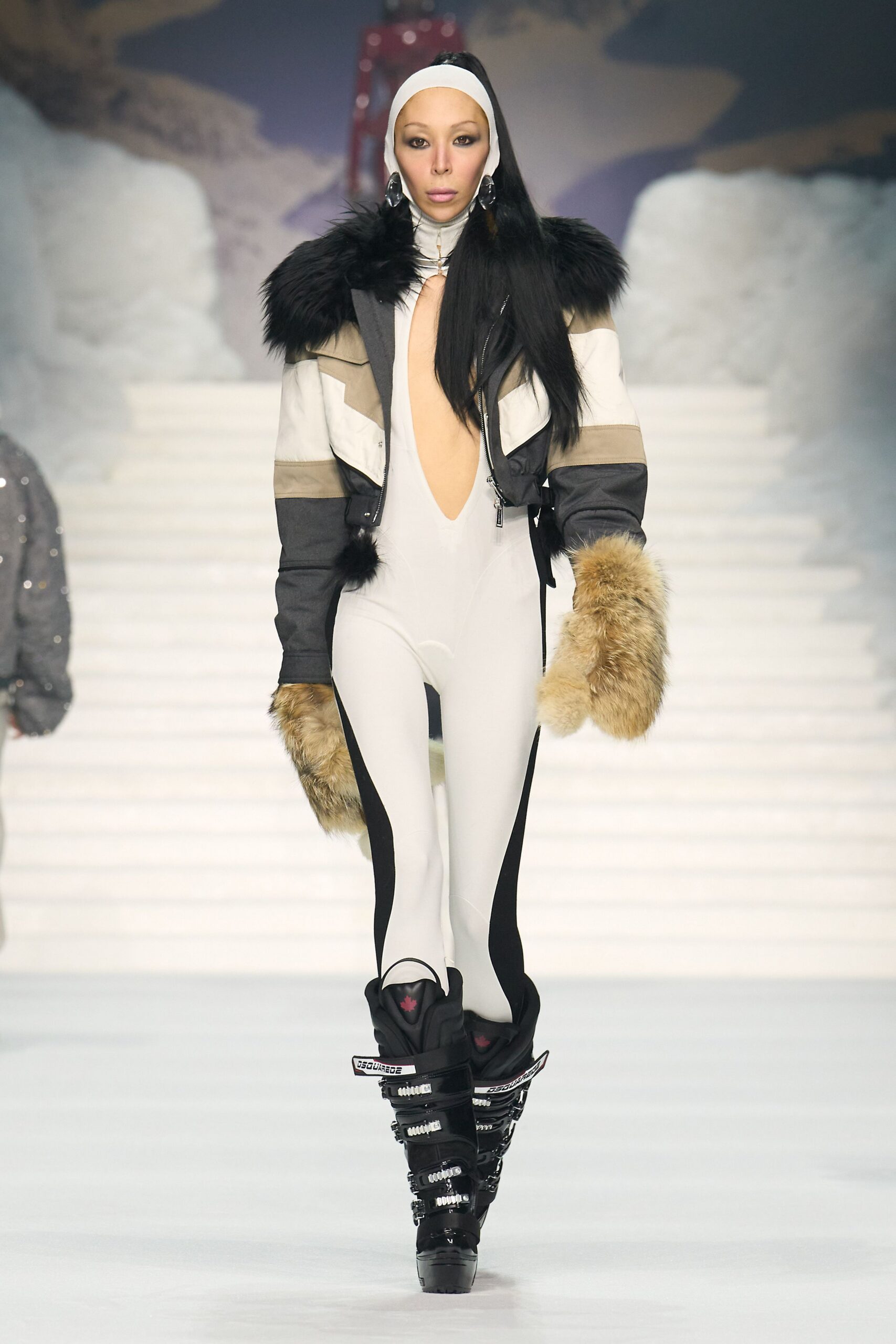 black and white color-blocked jacket