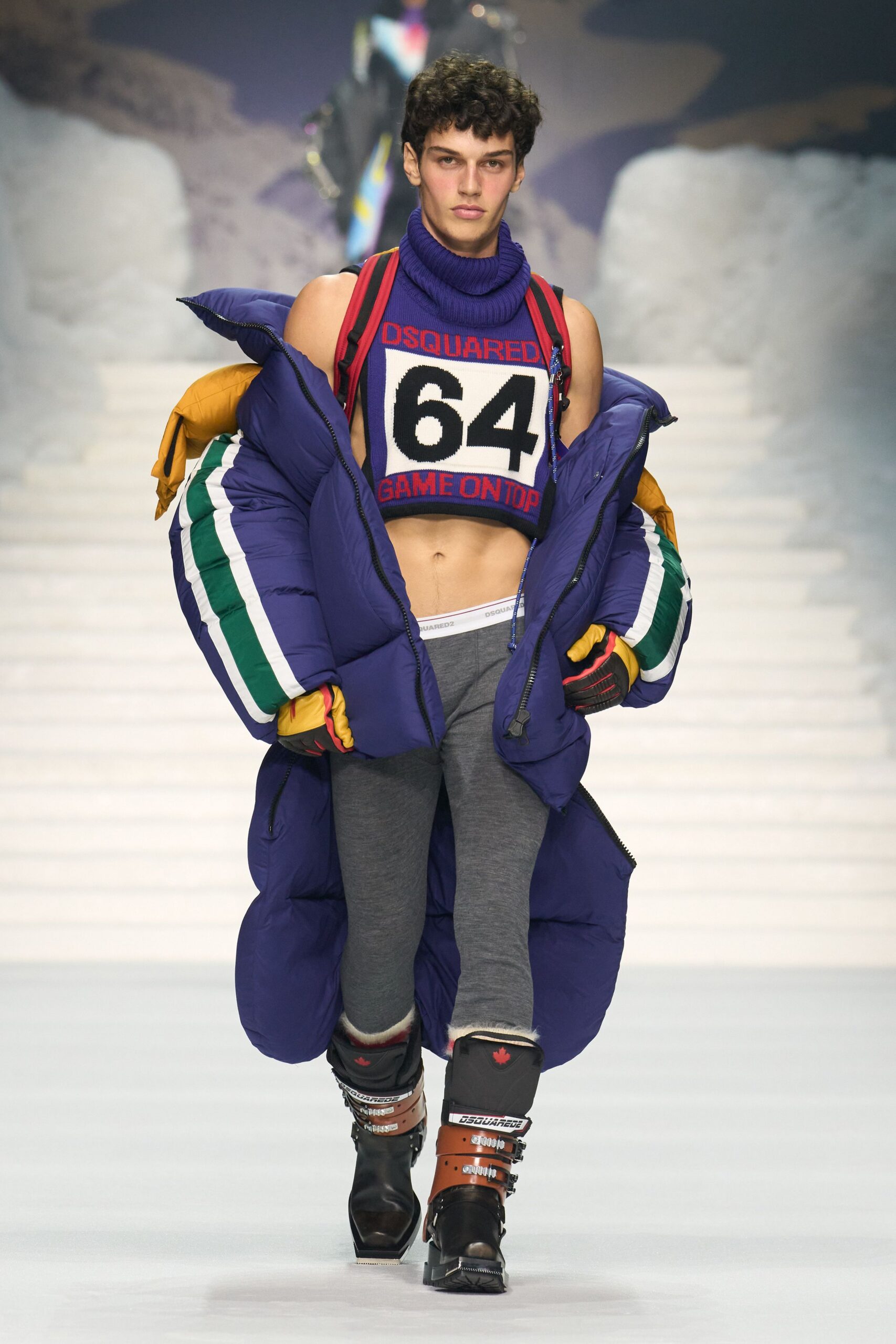oversized purple puffer jacket