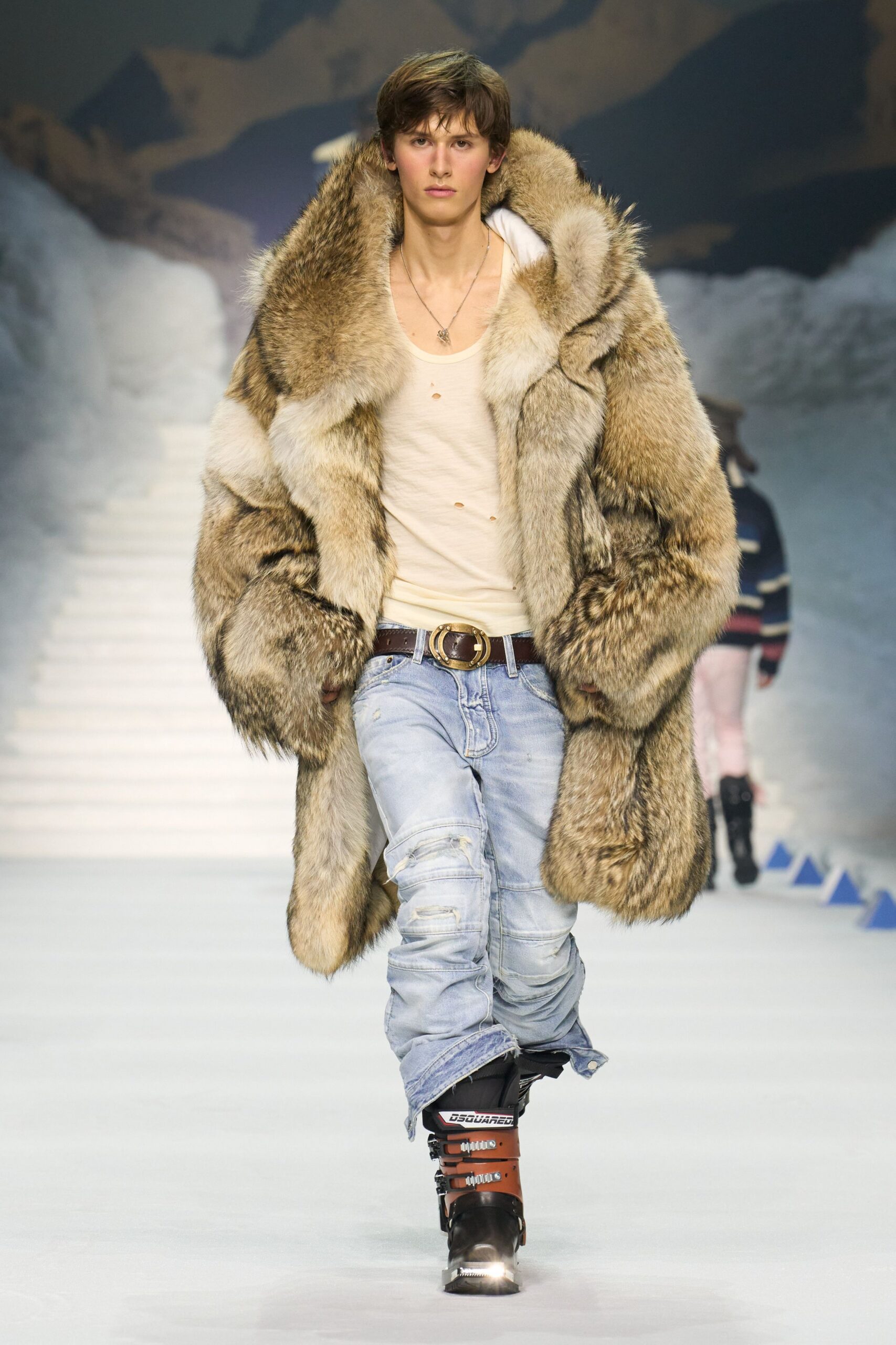 brown fur oversized coat
