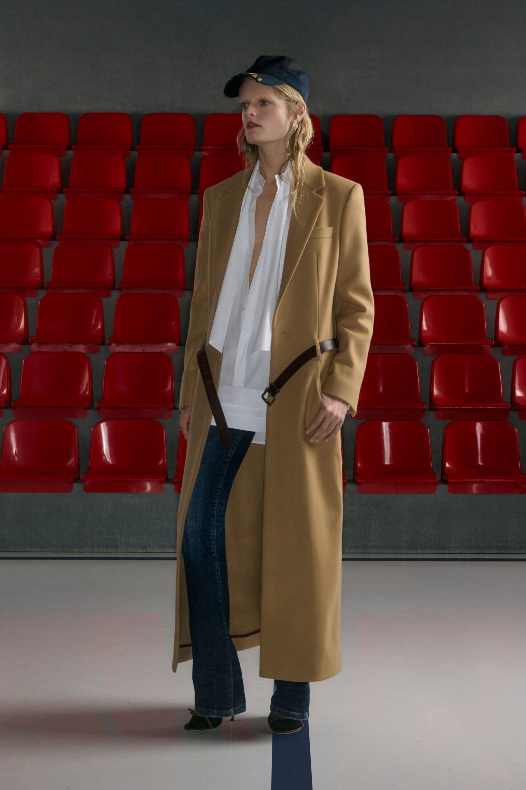 beige wool long-sleeve collared relaxed buttoned maxi coat