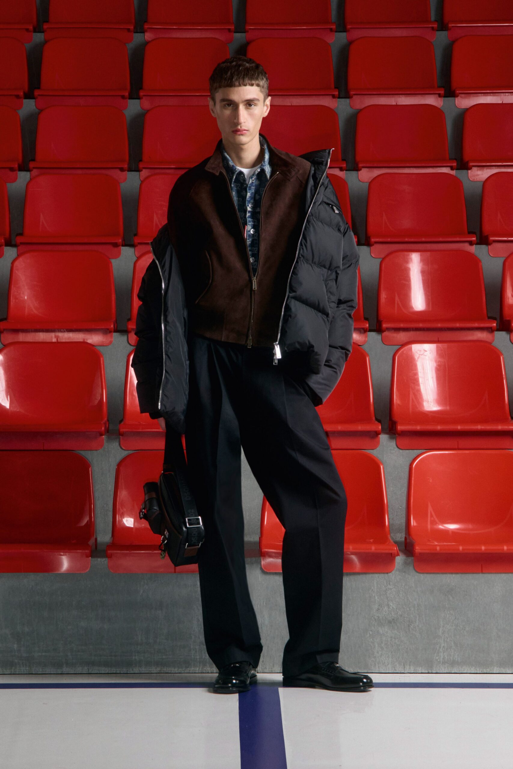brown wool long-sleeve collared fitted blazer