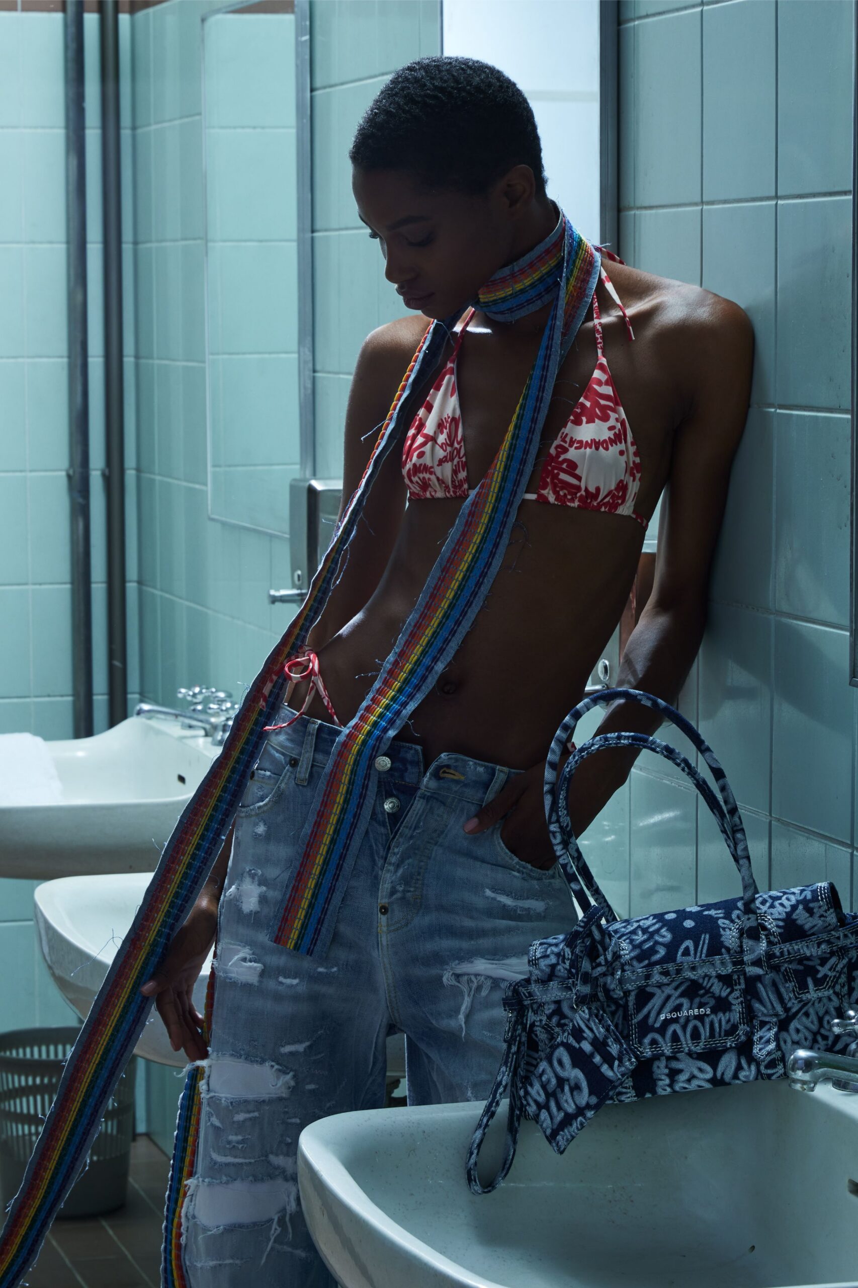 blue denim relaxed distressed jeans