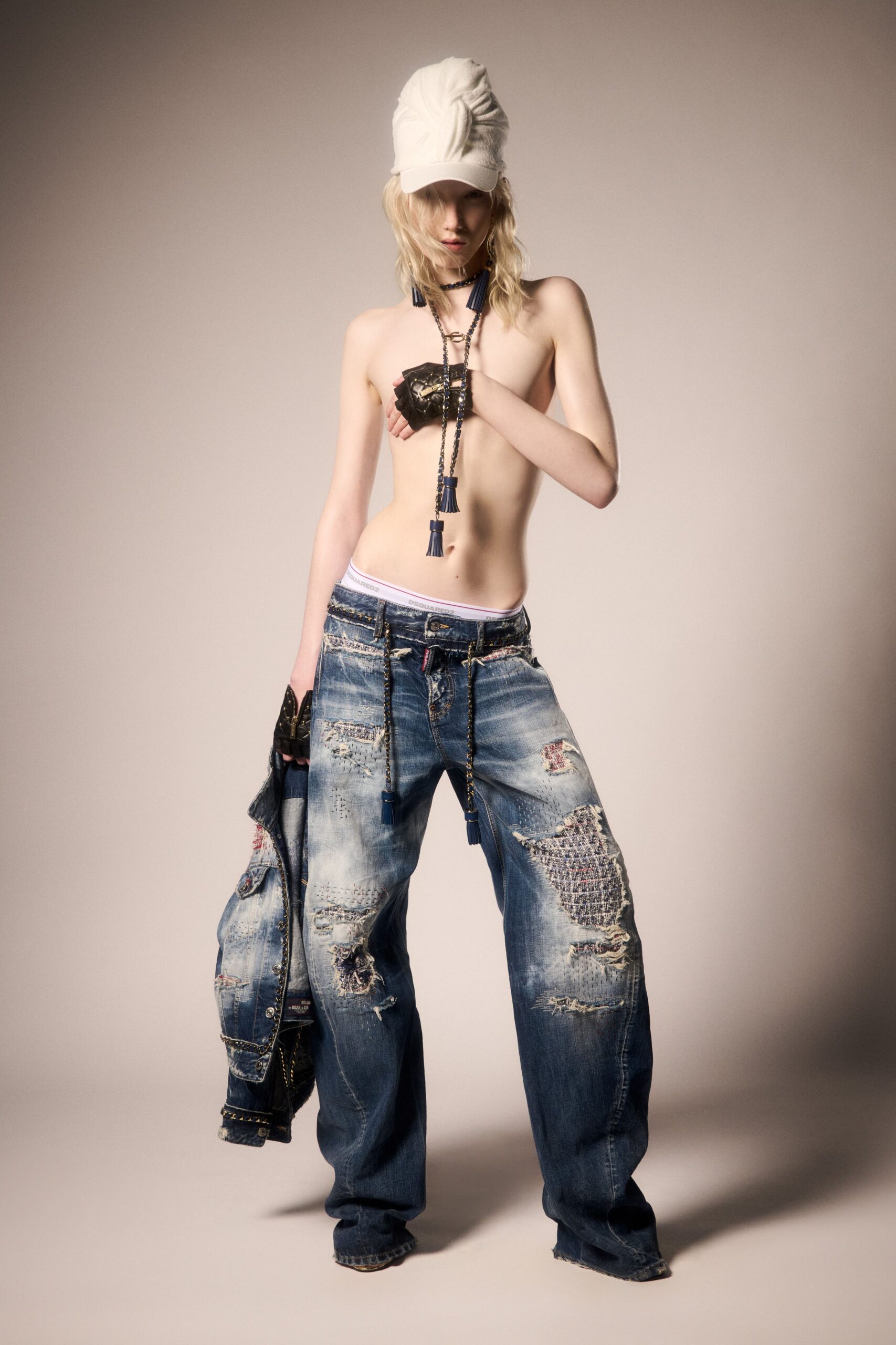 distressed blue jeans oversized jacket