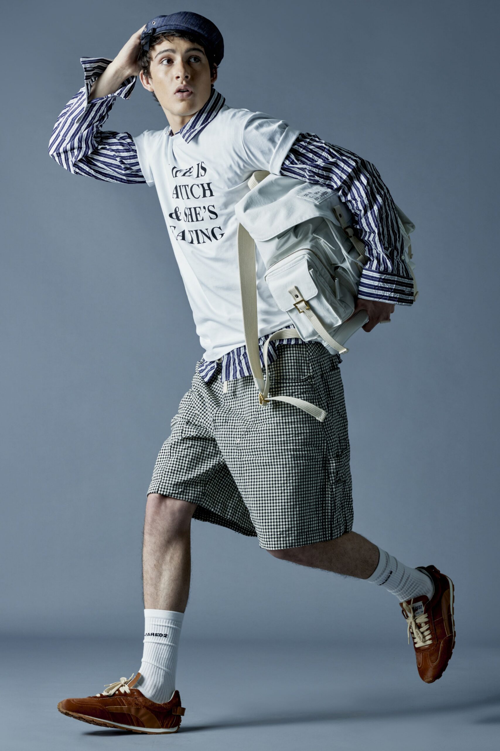 black cotton relaxed checked shorts