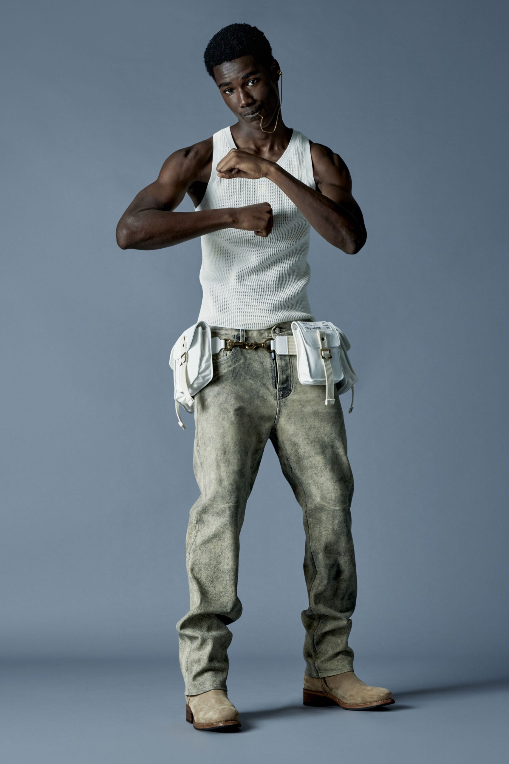 gray denim relaxed distressed pants