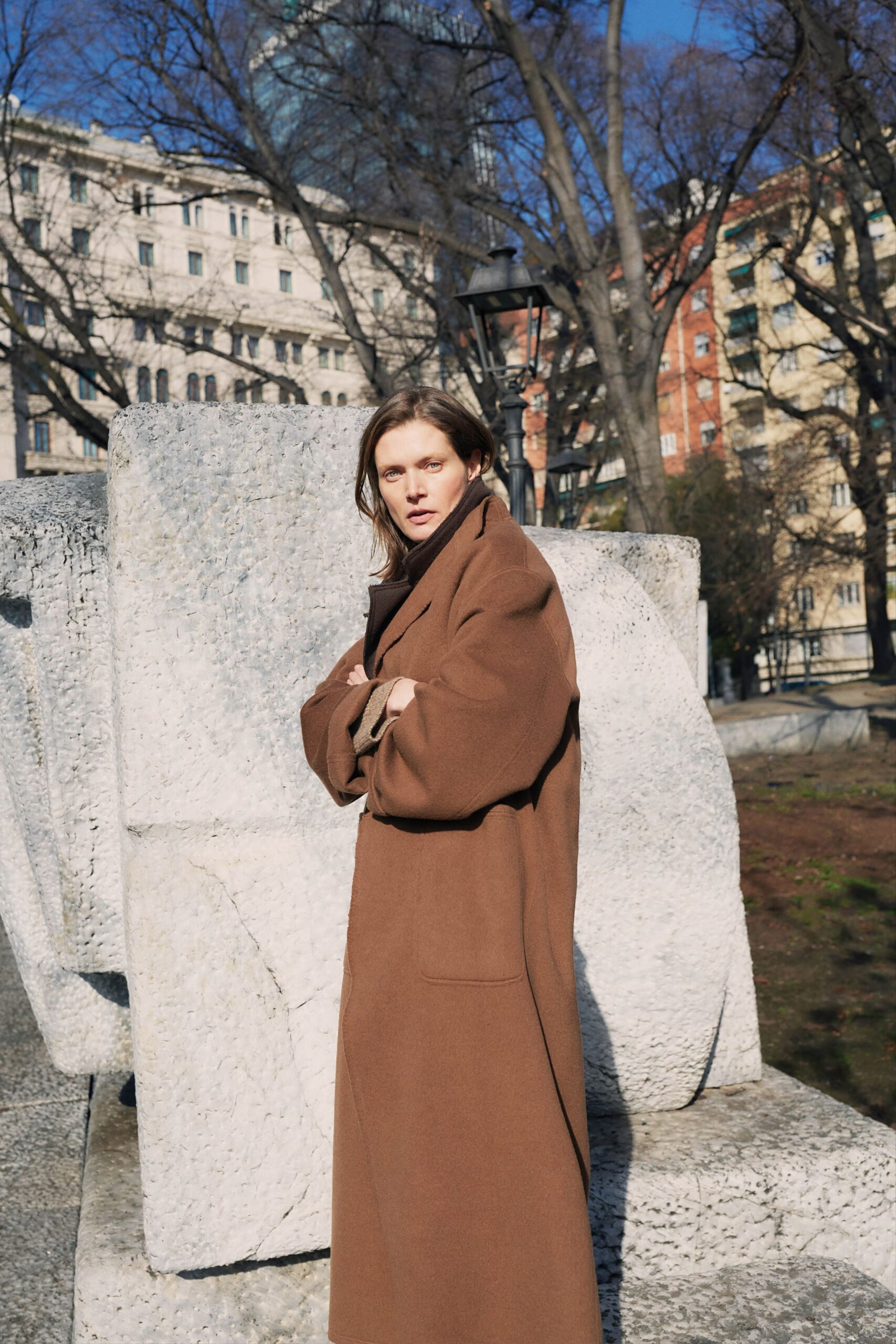 brown wool relaxed coat