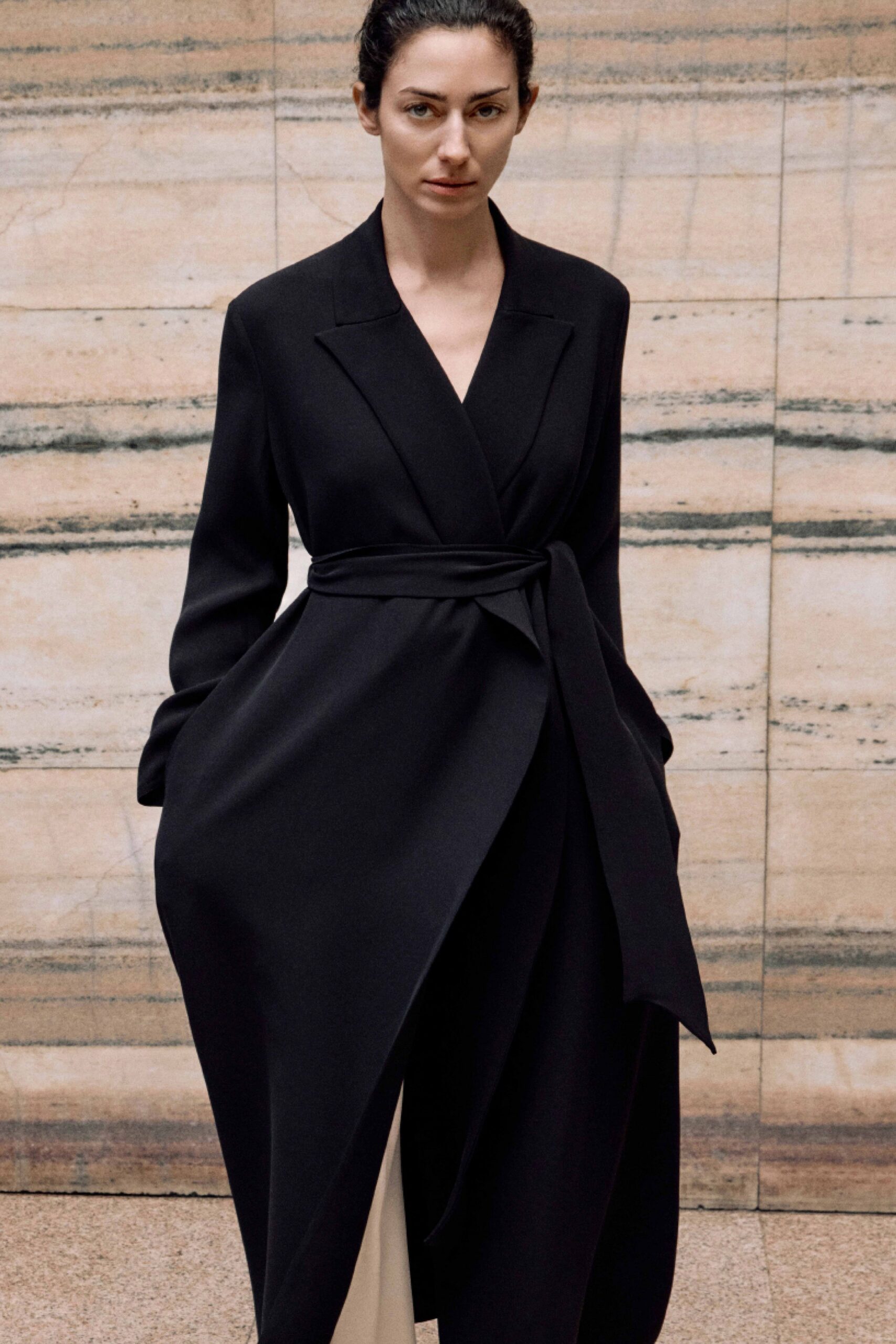 black relaxed wool coat