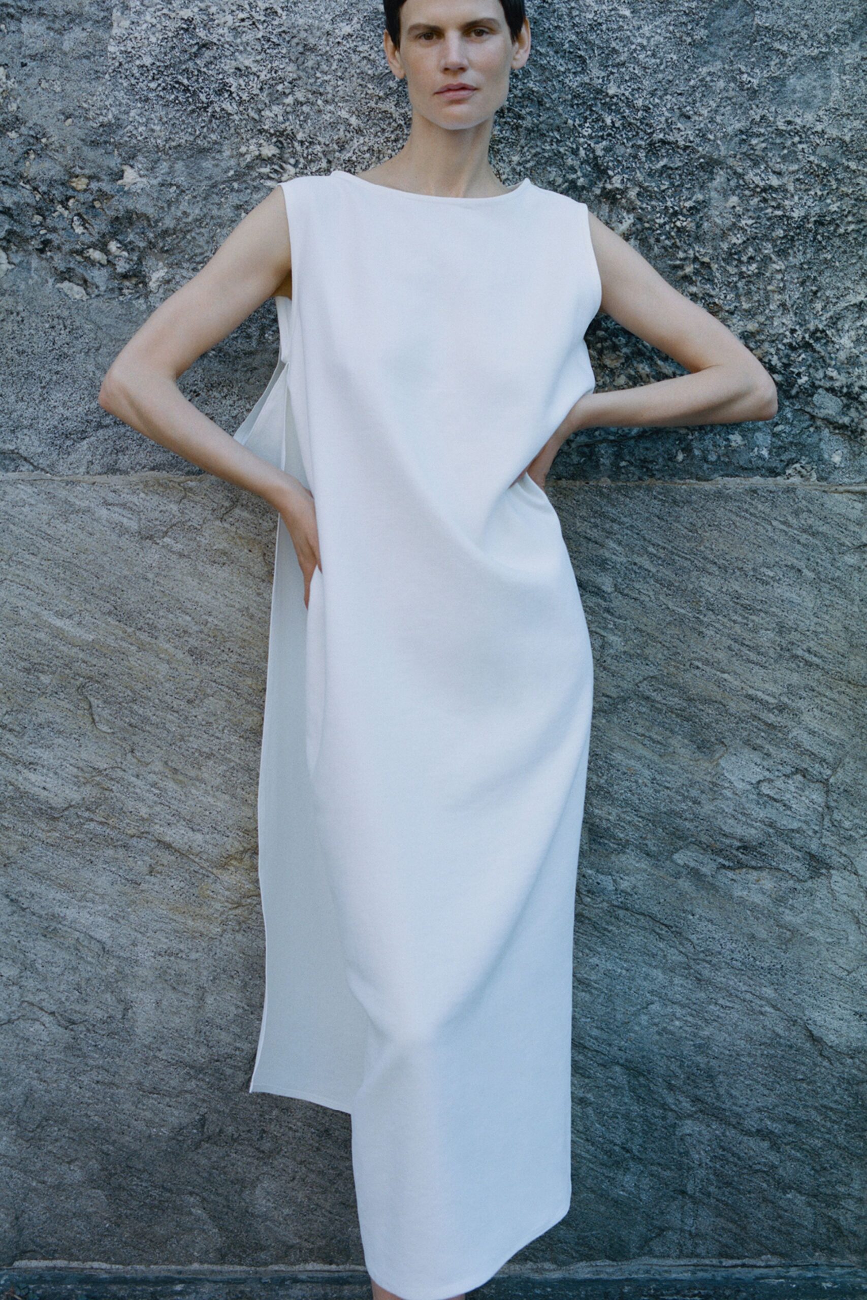white relaxed sleeveless dress