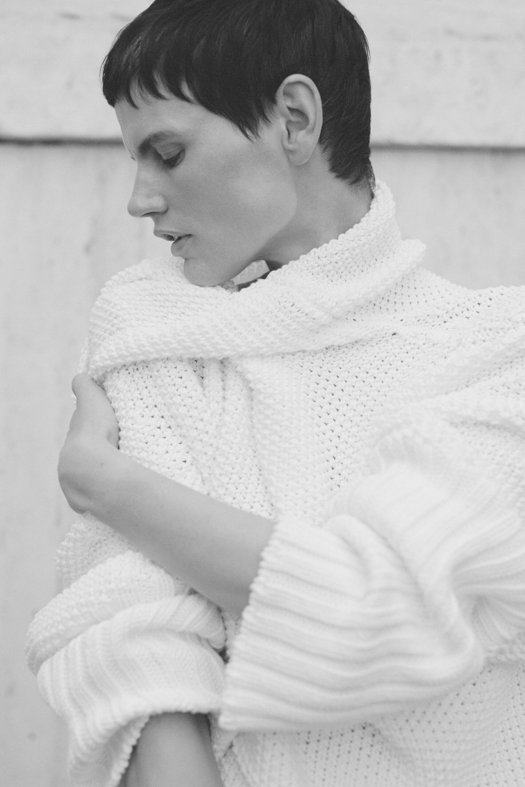 white relaxed turtleneck sweater