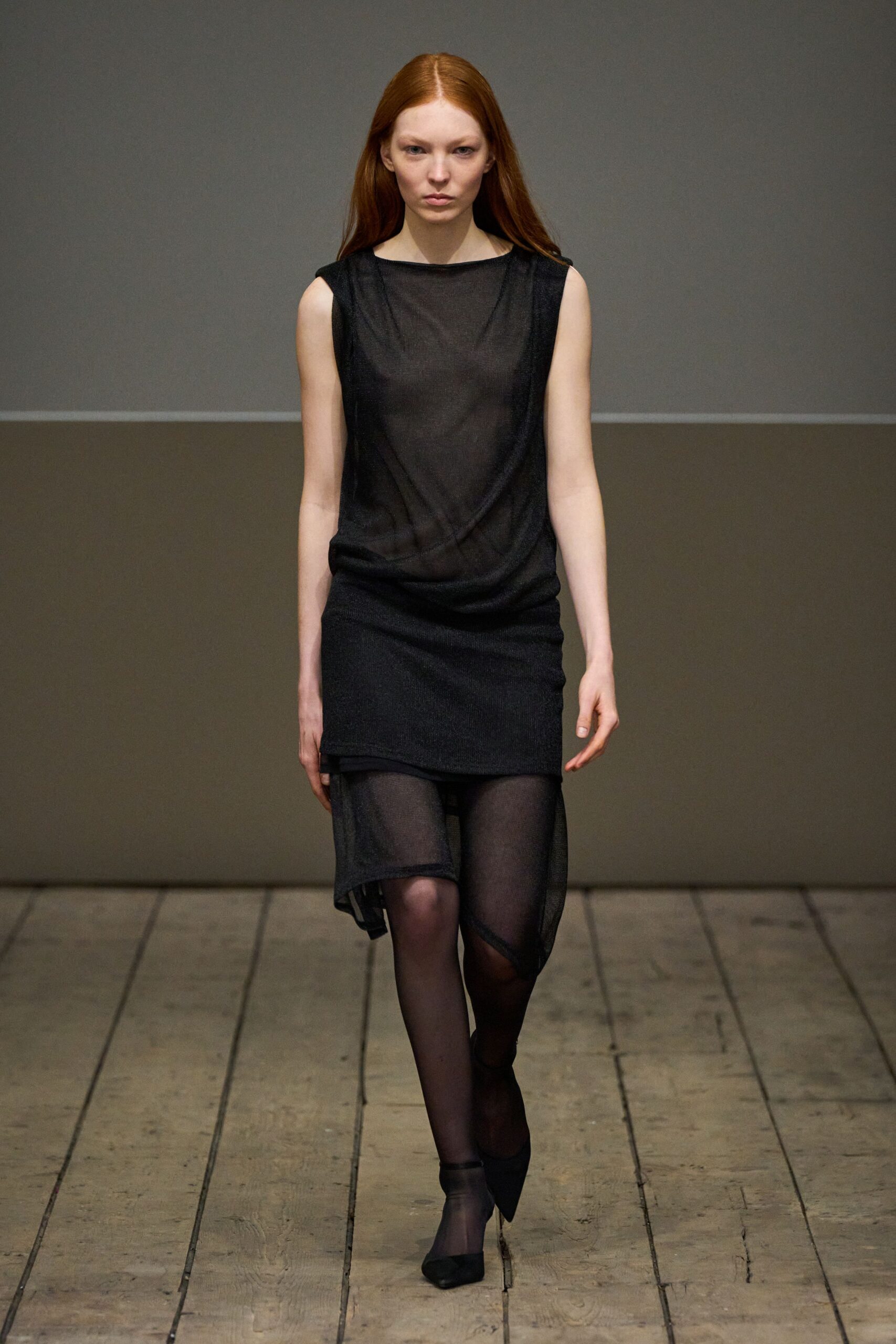 black silk sleeveless v-neck fitted layered dress