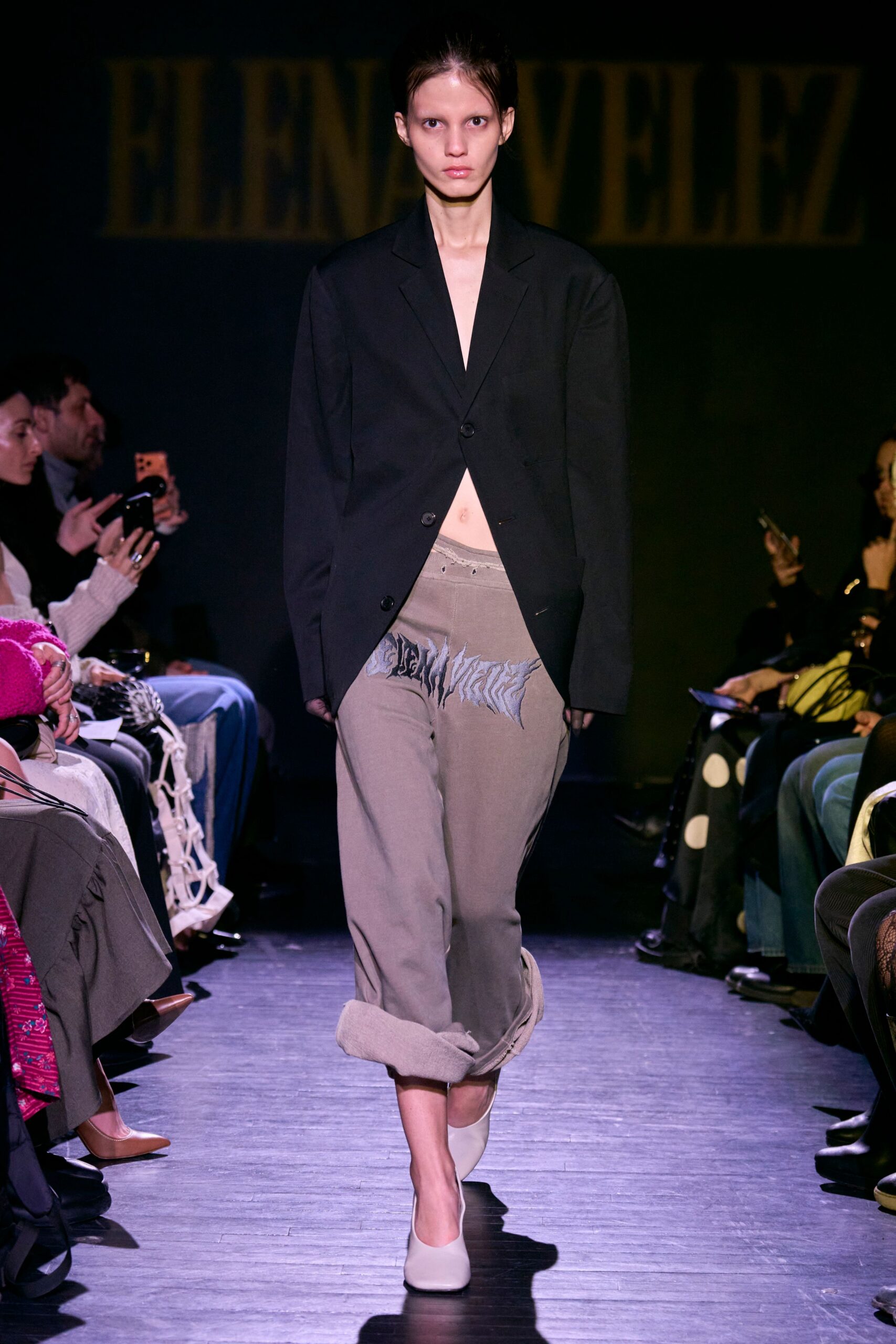 gray relaxed zippered pants
