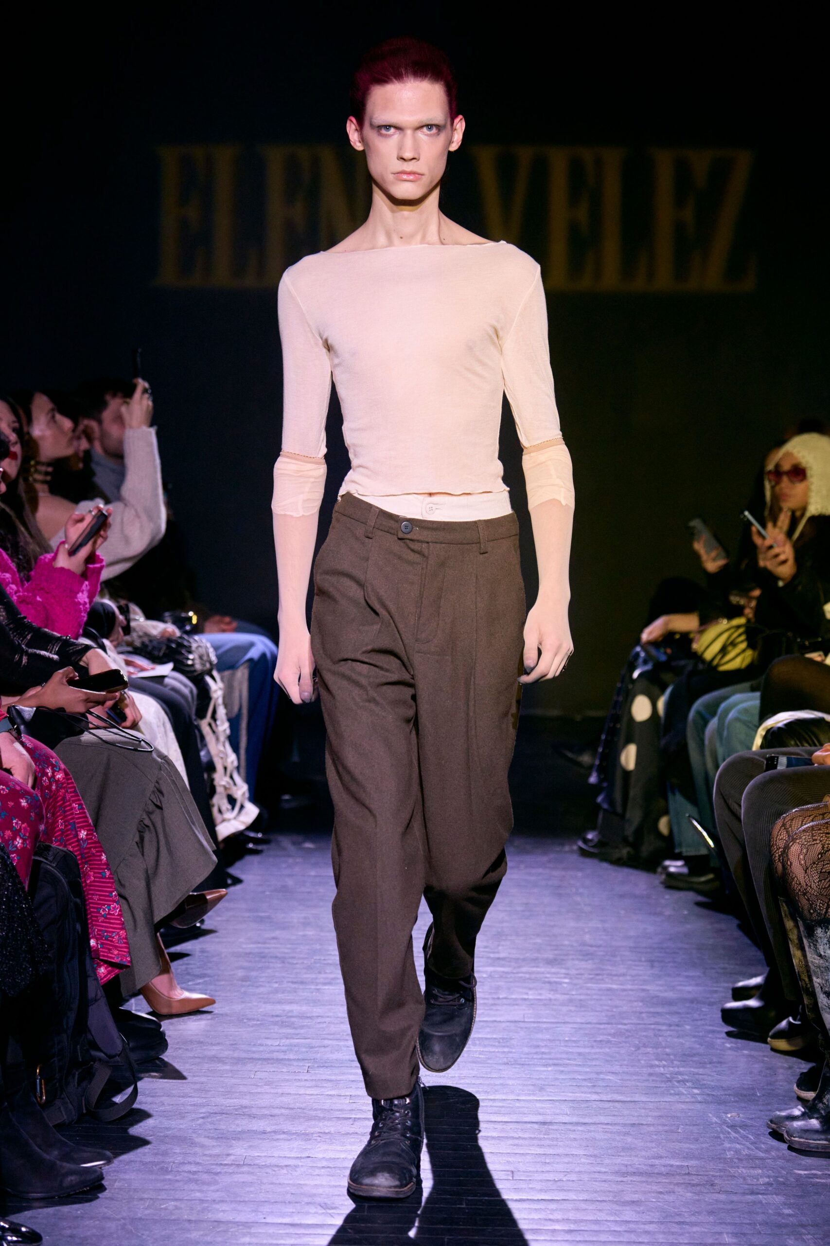 beige fitted top brown relaxed pants