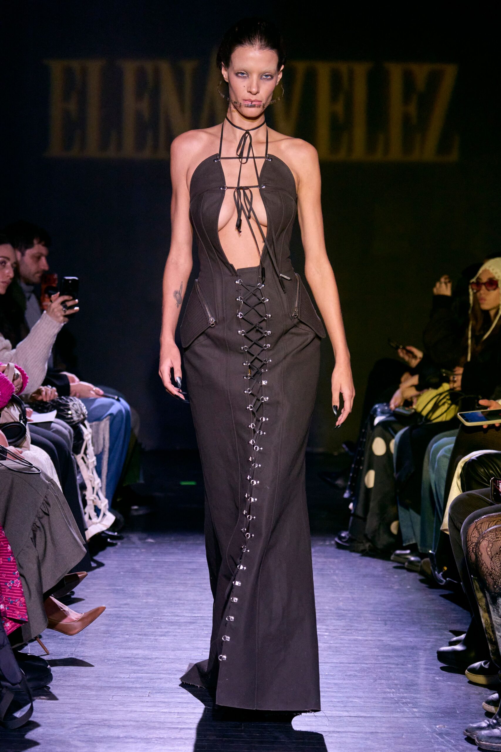 black fitted sleeveless gown