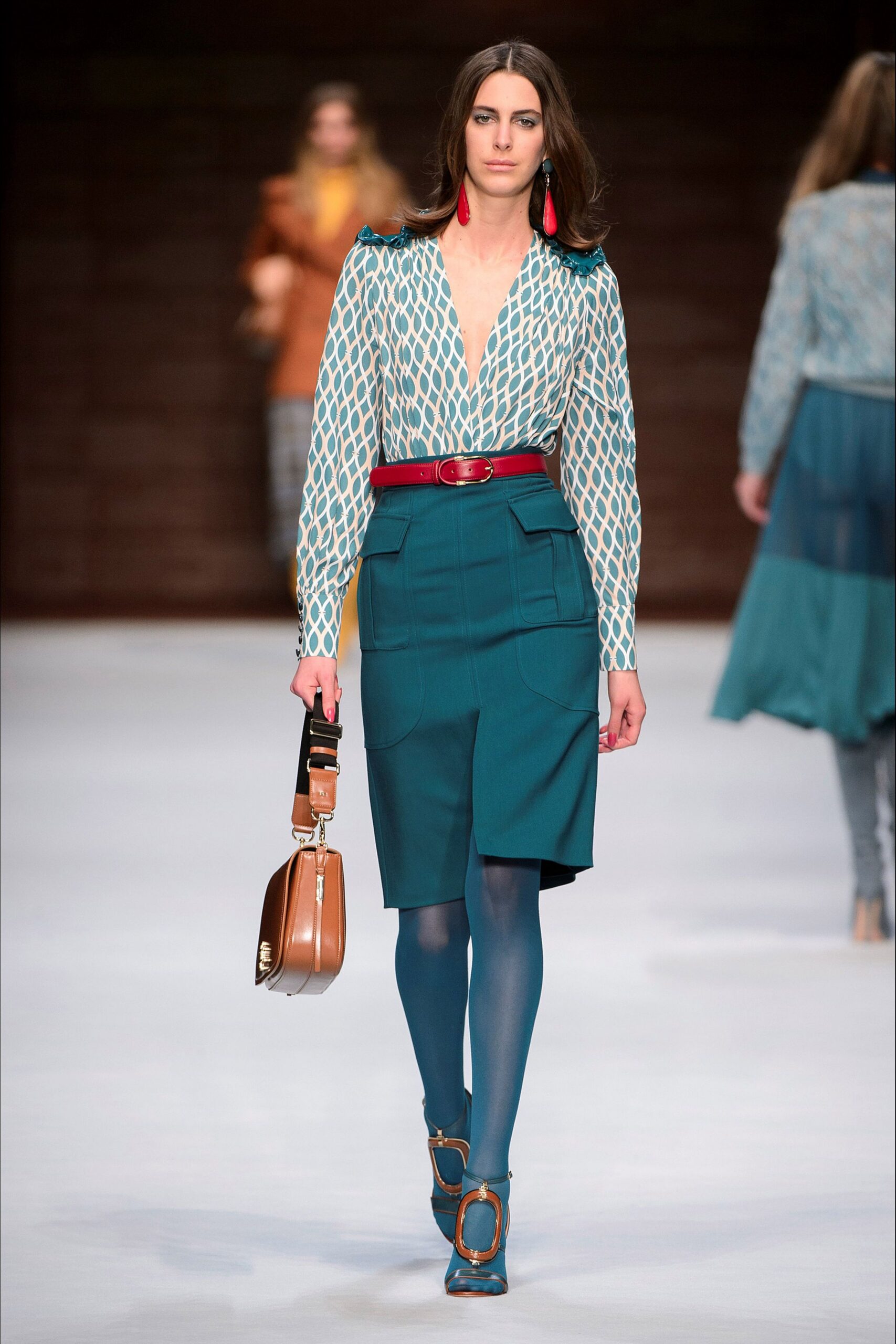 teal cotton fitted pencil skirt