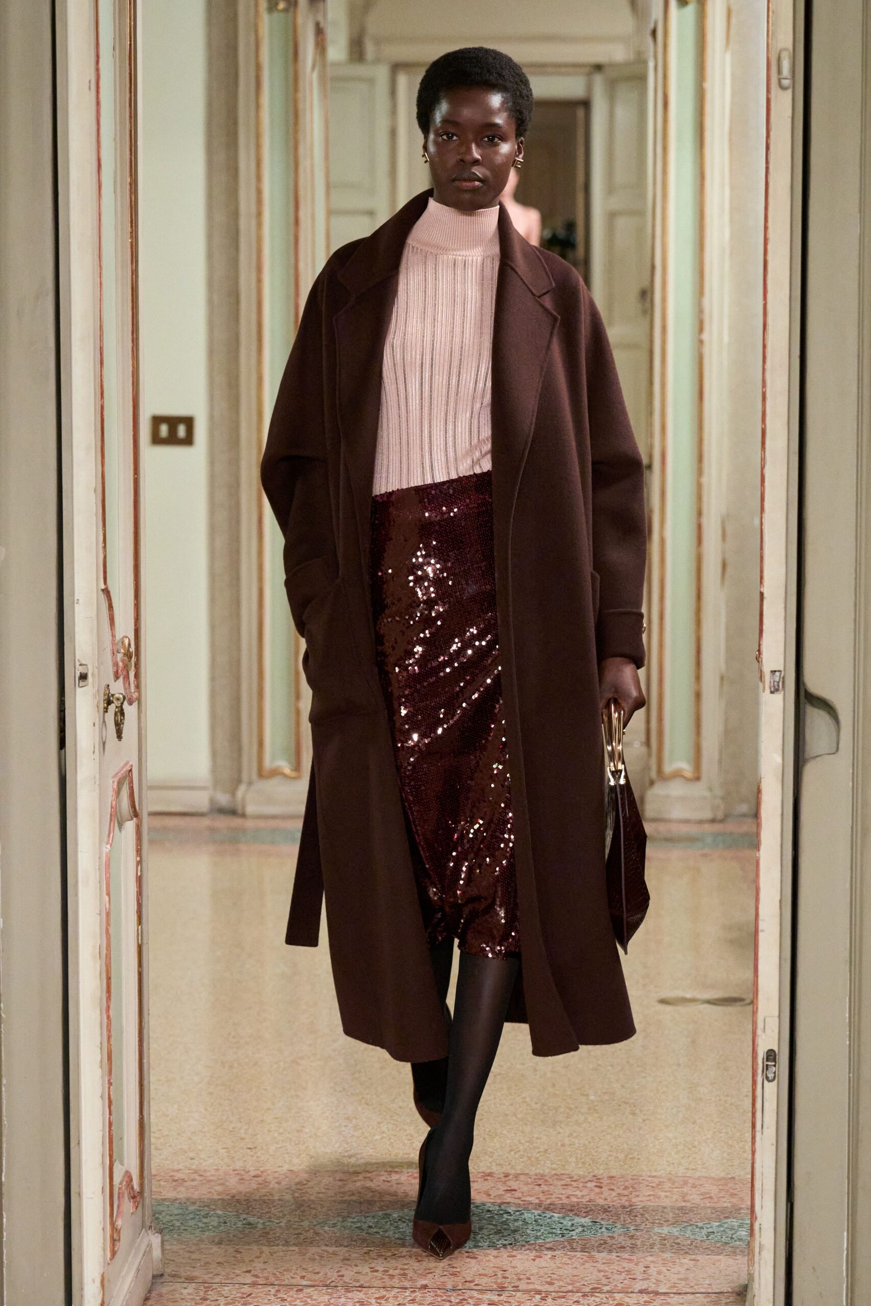 multi sequin fitted pencil shiny midi skirt