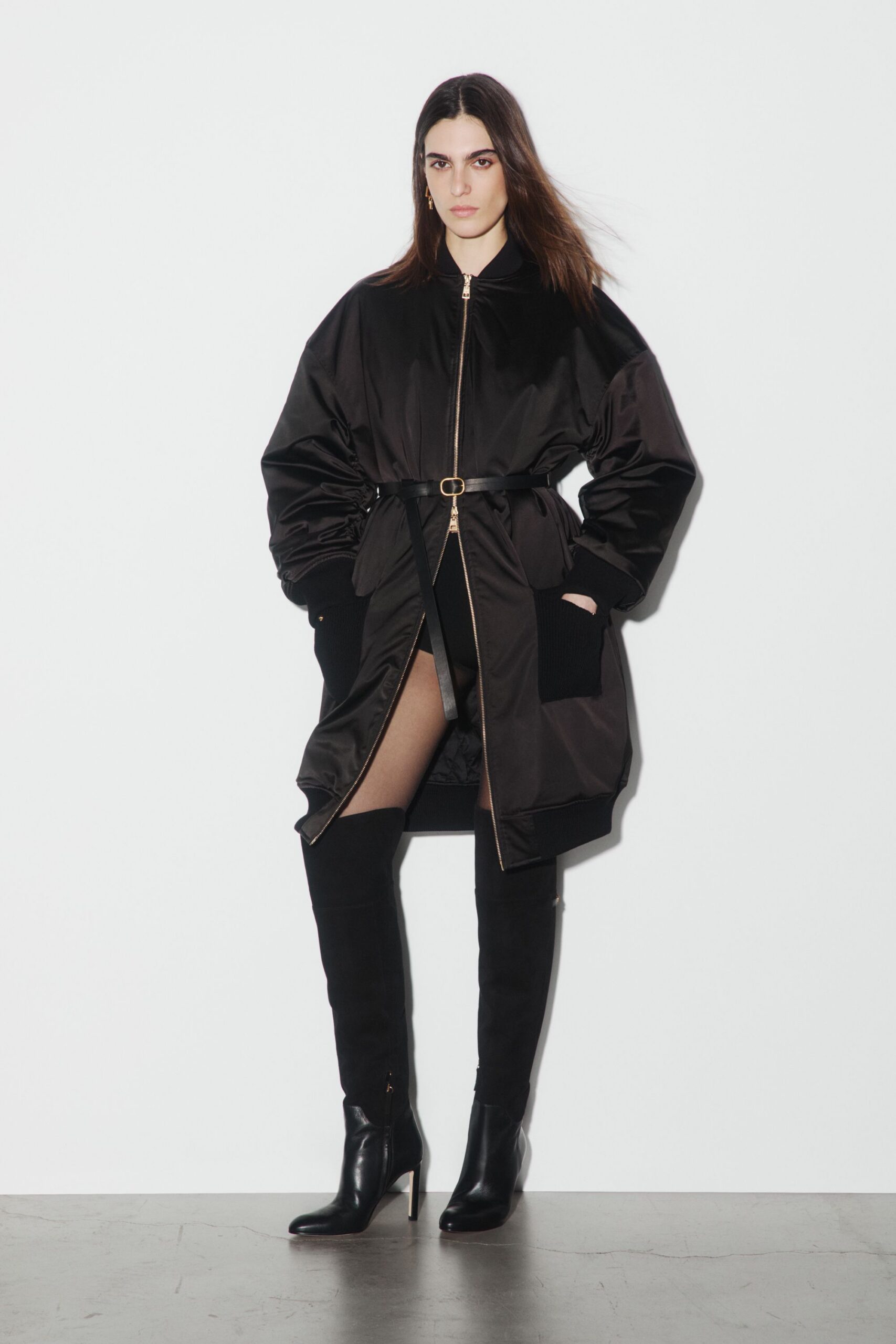 black leather fitted boots