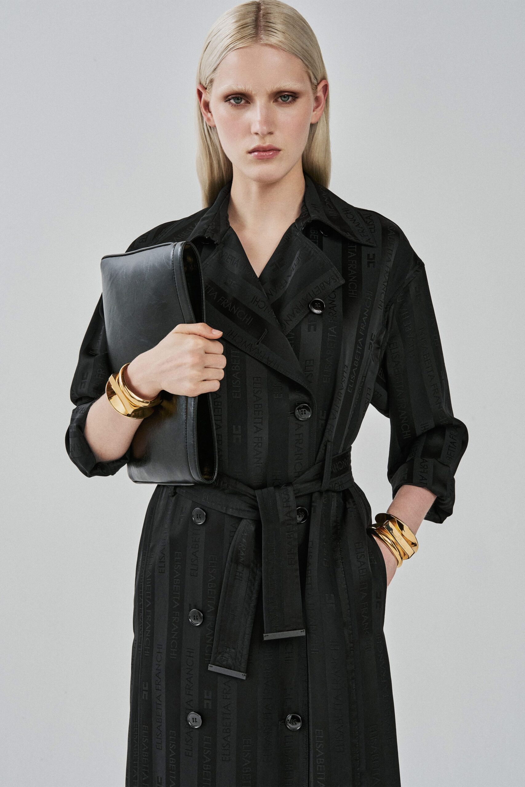 black leather clutch