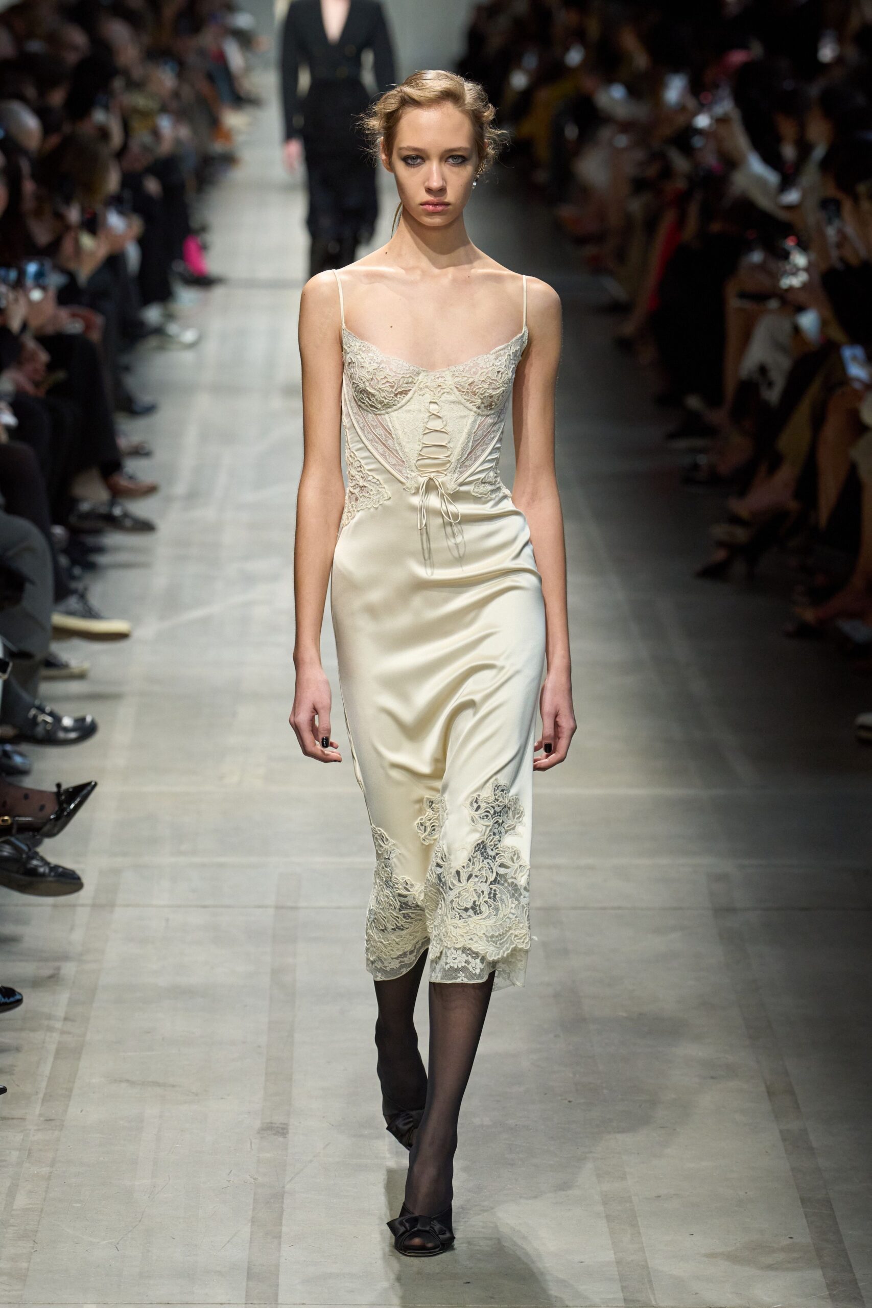 ivory silk sleeveless v-neck fitted embroidered ruched dress