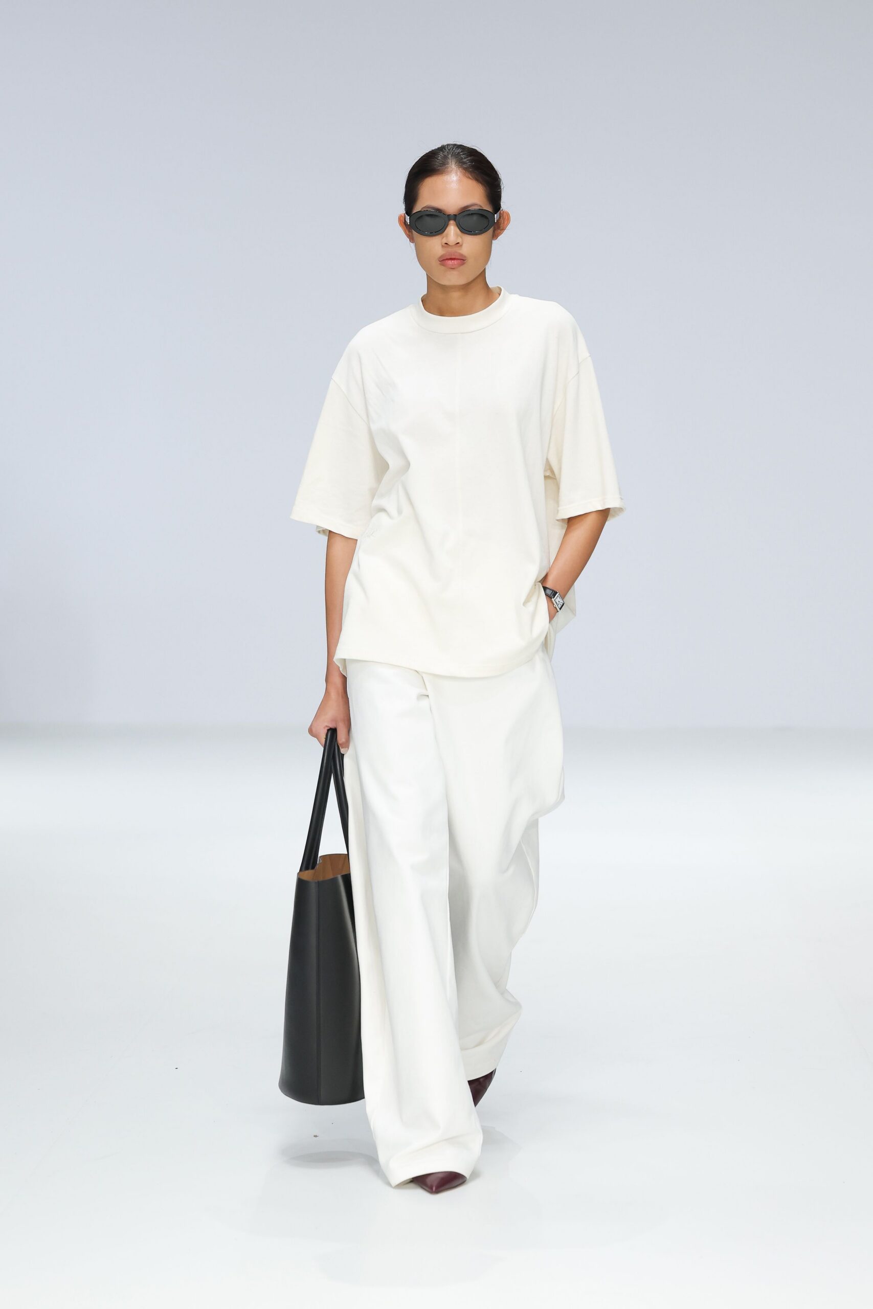white relaxed top and pants