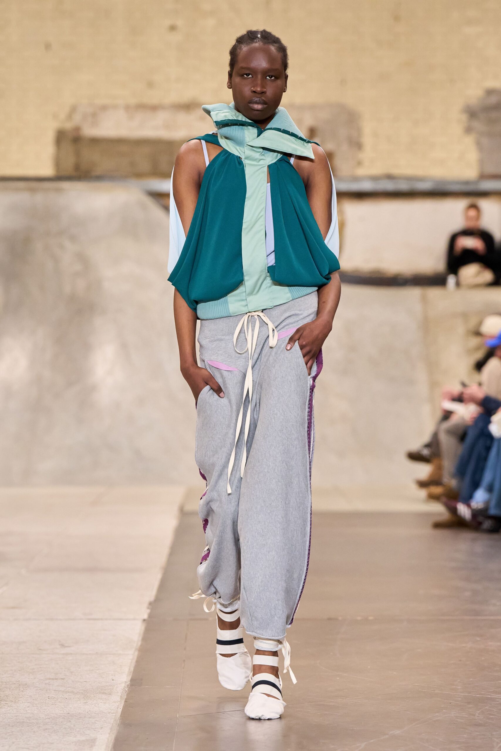 teal cotton sleeveless hooded relaxed layered top