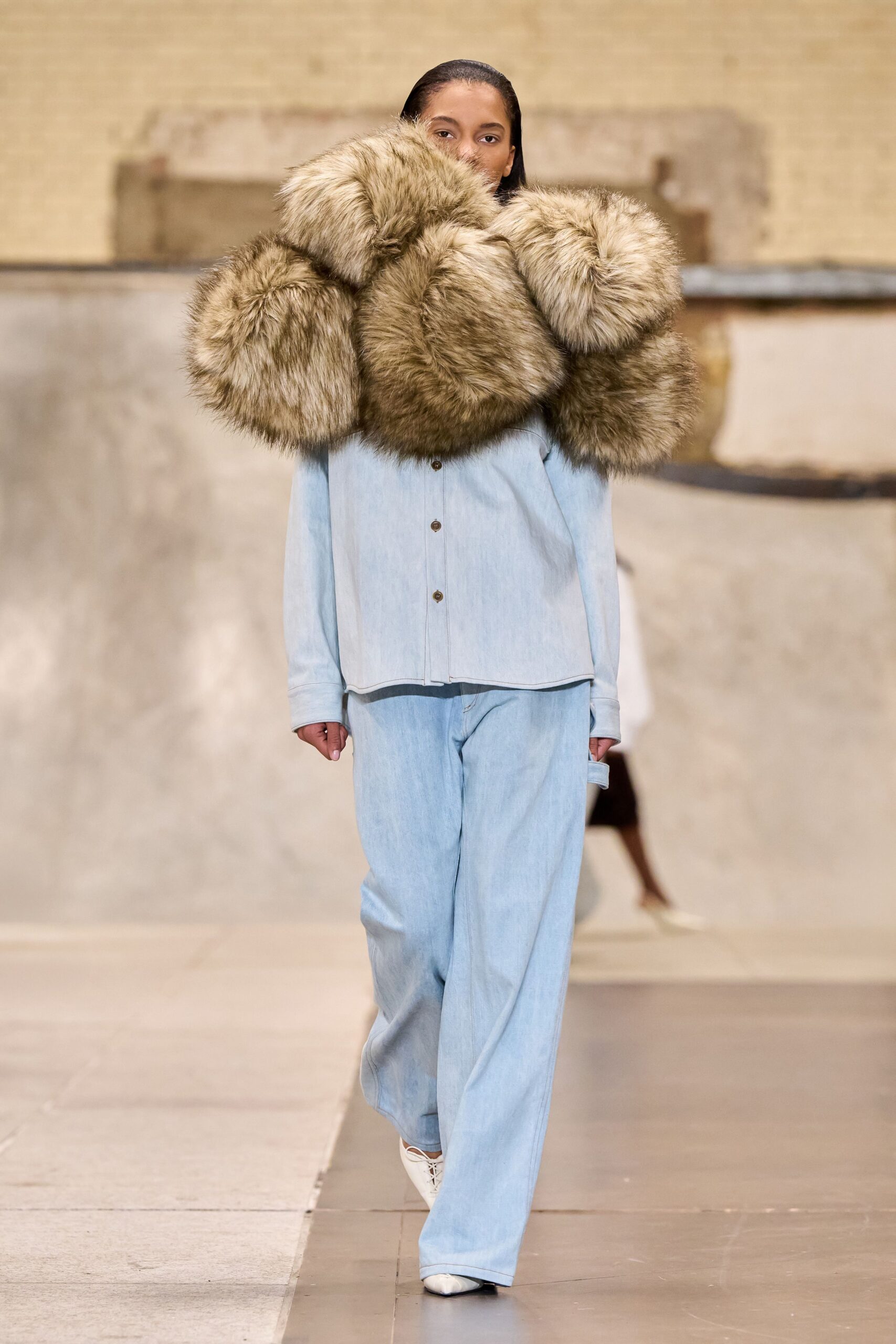 brown fur structured cape