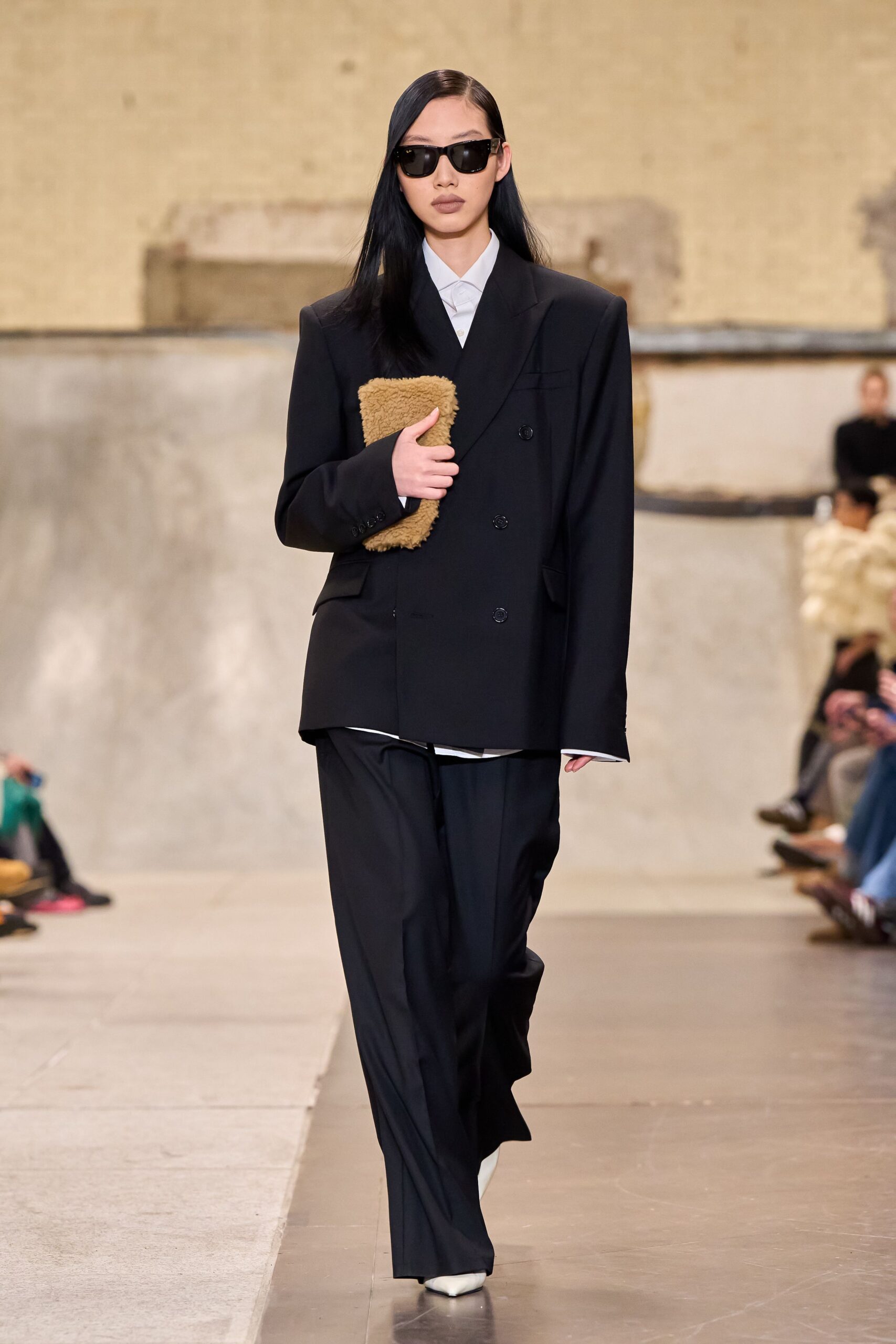 oversized black blazer with relaxed pants