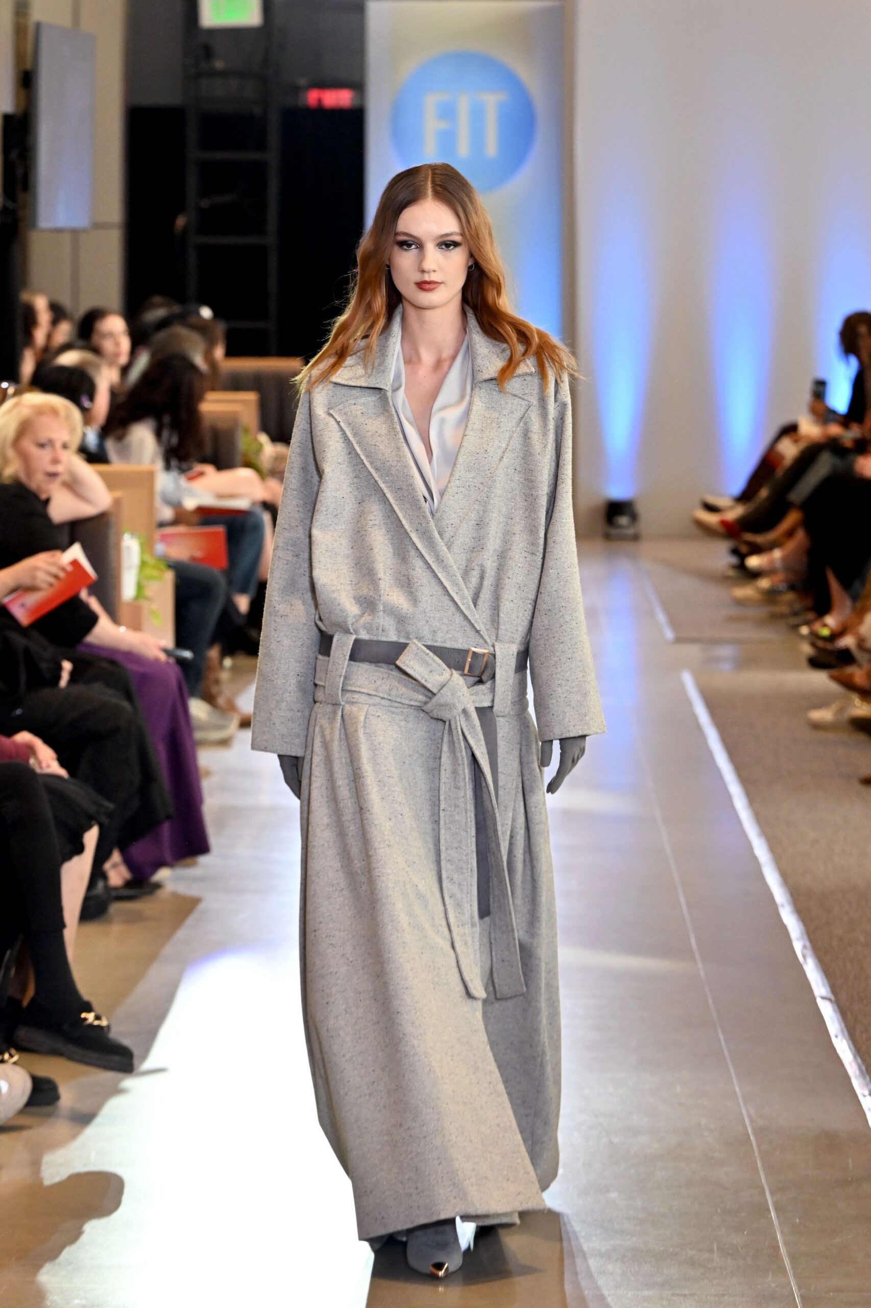 gray wool belted coat