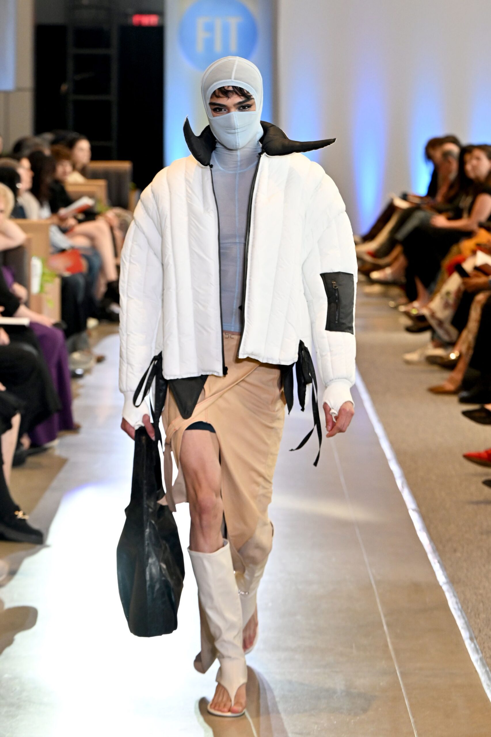 oversized white jacket with gray top