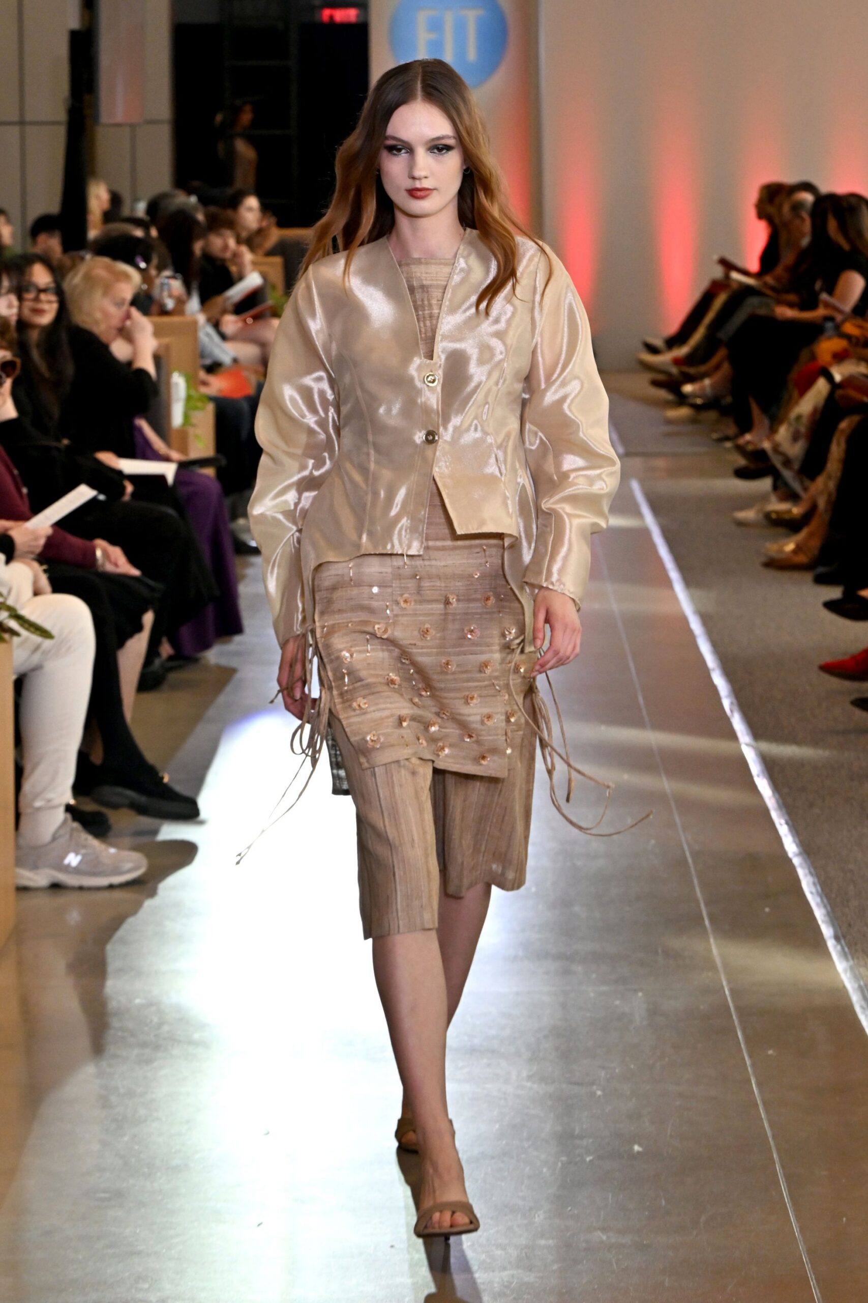 beige vinyl jacket and dress