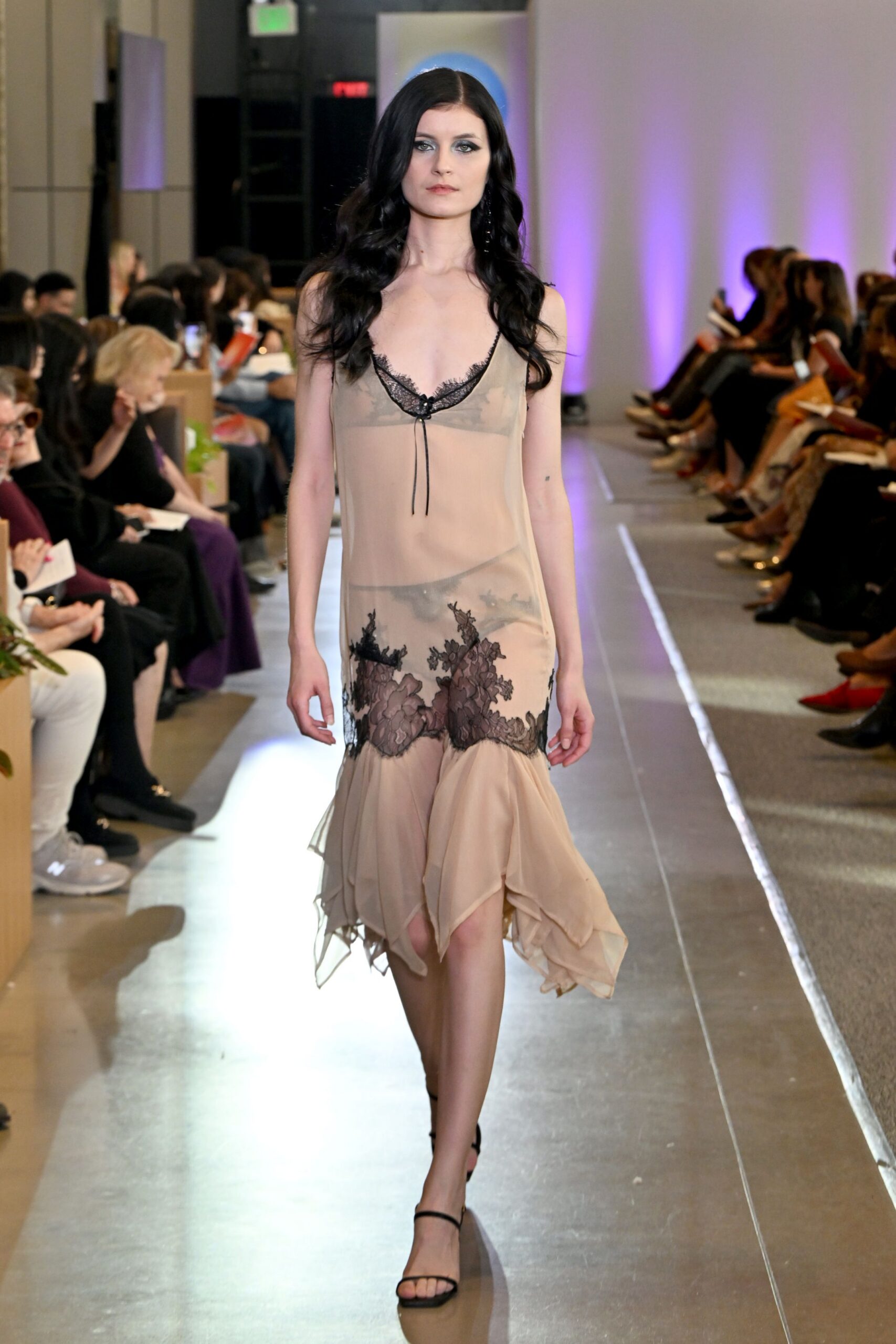 beige silk sleeveless v-neck fitted embroidered layered dress