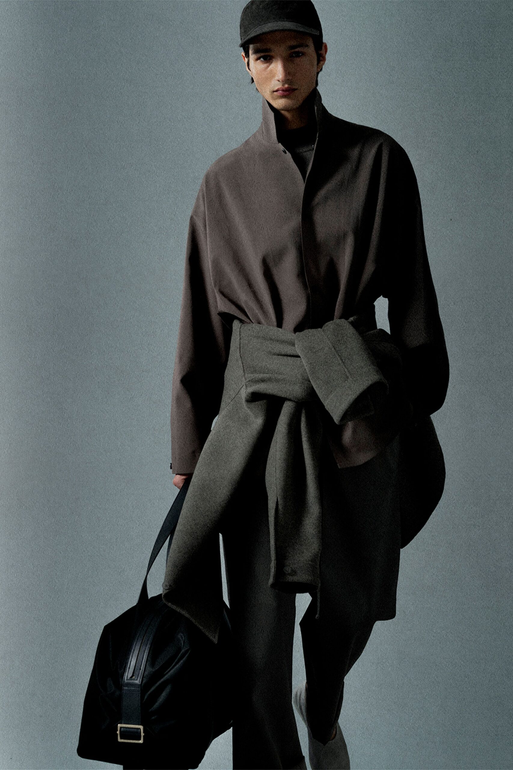 brown cotton long-sleeve collared relaxed buttoned jacket