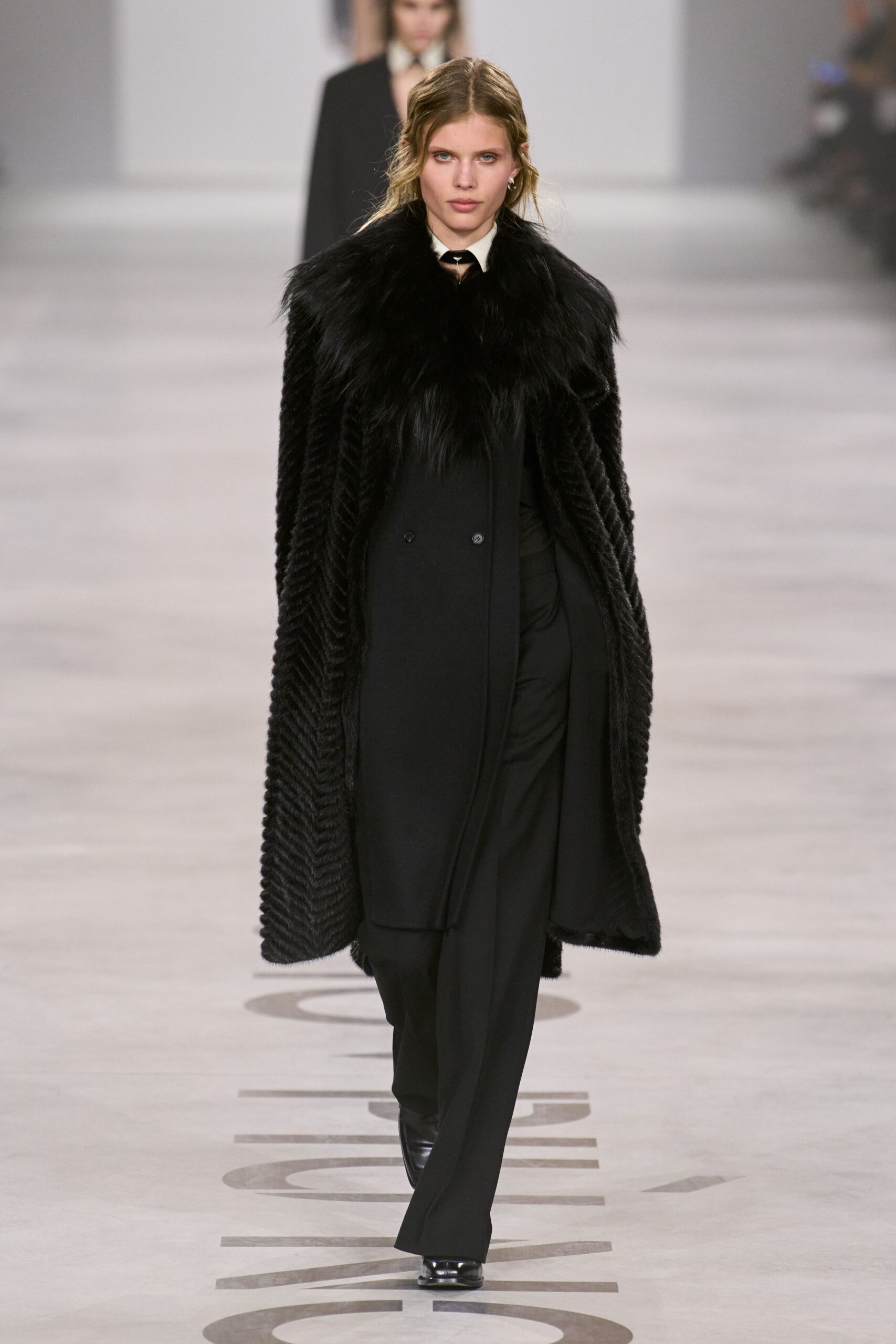 black fur relaxed layered coat