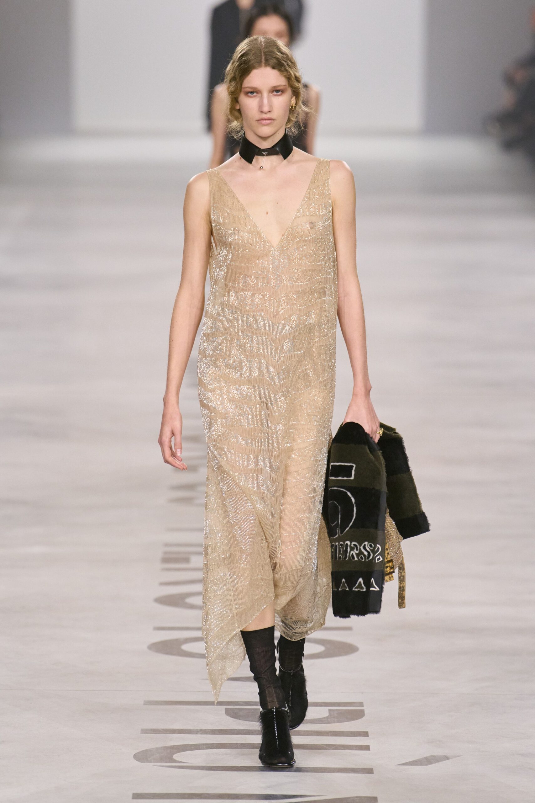 gold silk sleeveless v-neck fitted draped dress