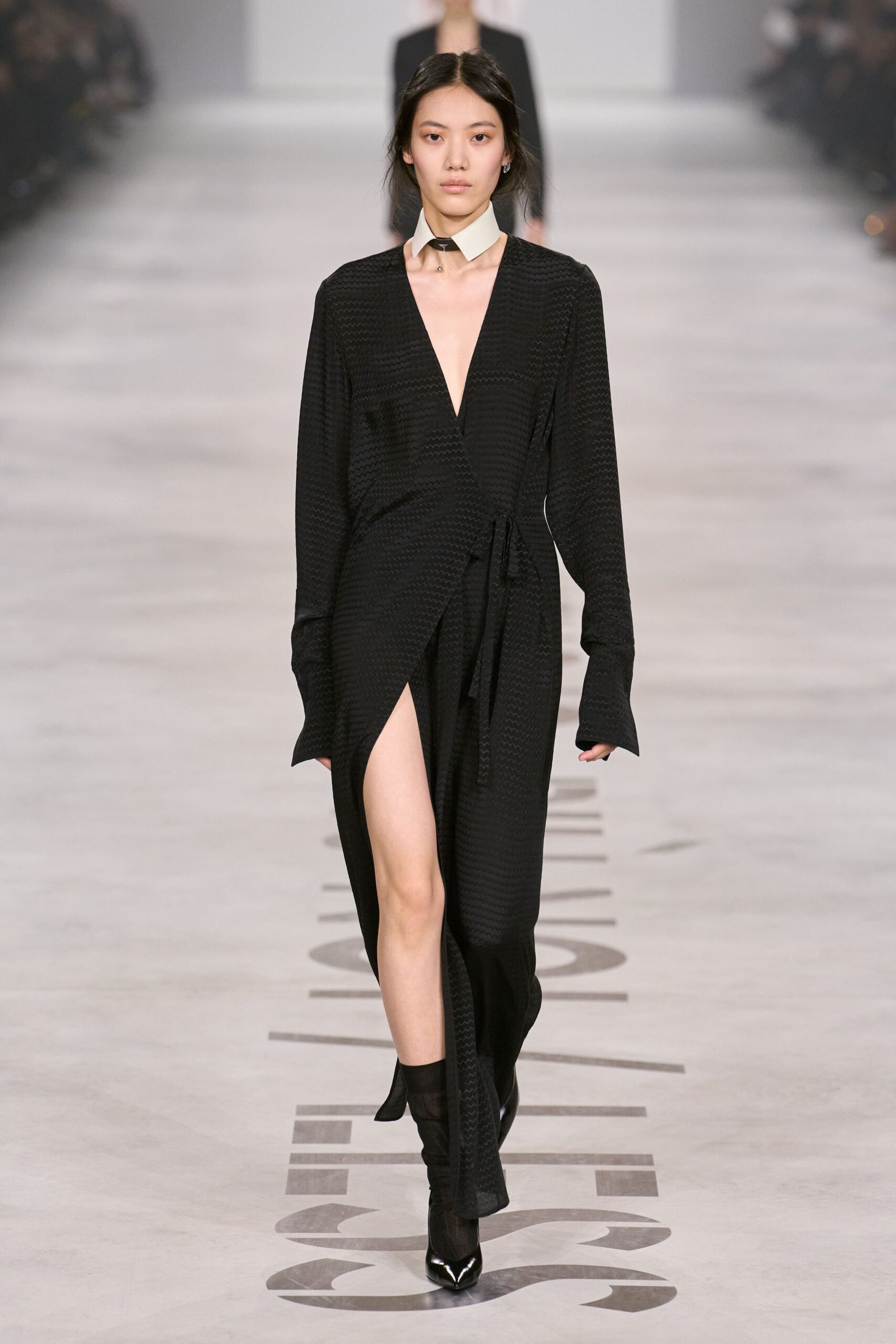 black silk wrap dress