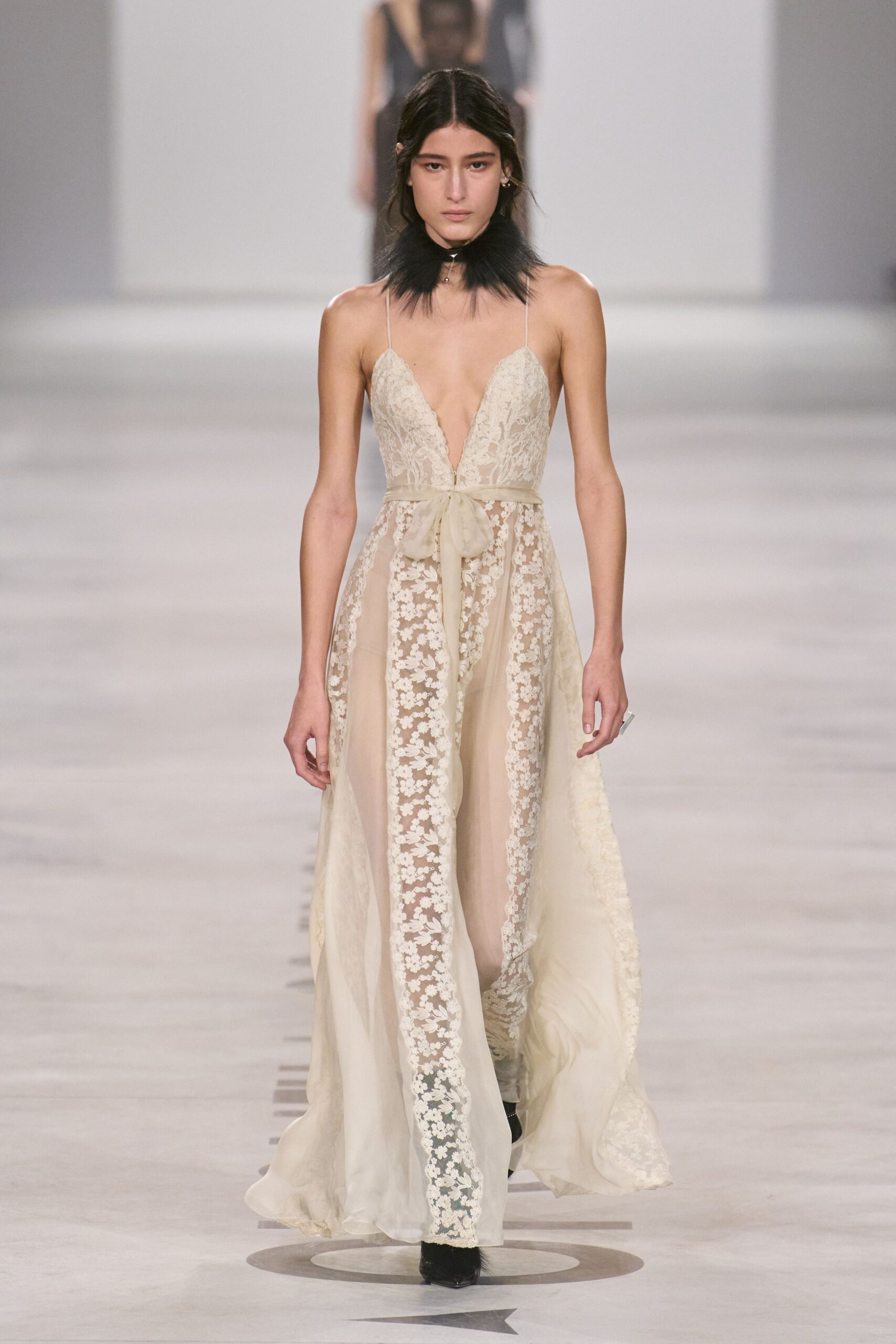 ivory silk sleeveless gown